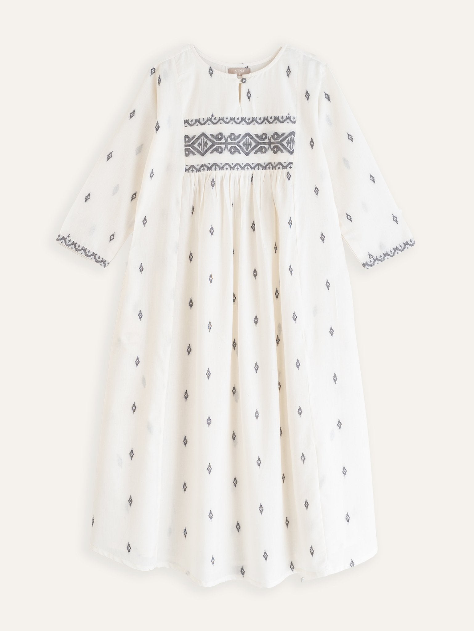 Enaya Cotton Jamdani A - Line Kurta - AINA