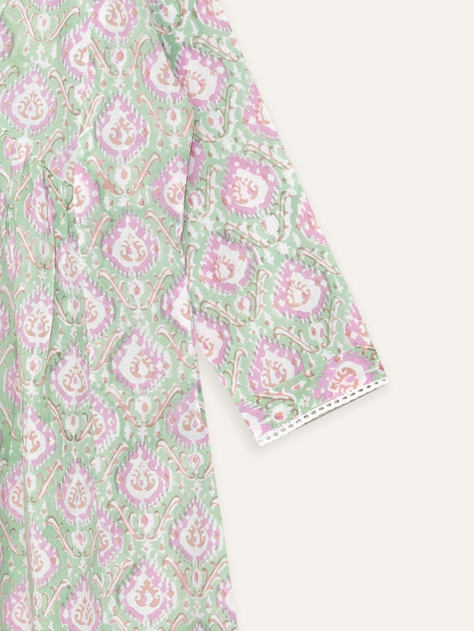 Esha Cotton Block Printed A - Line Kurta - AINA