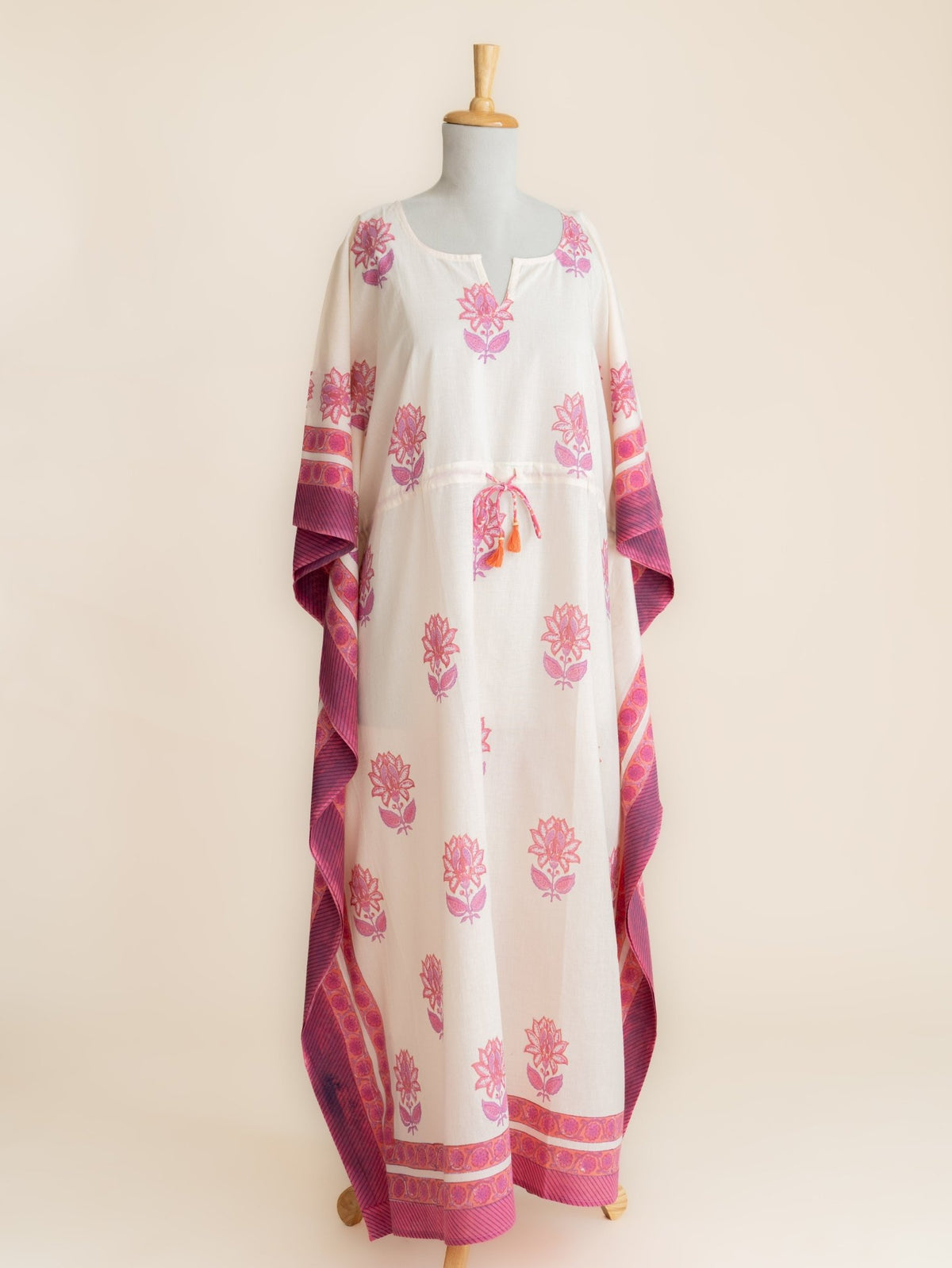 Eshra Cotton Block Printed Long Kaftan - AINA