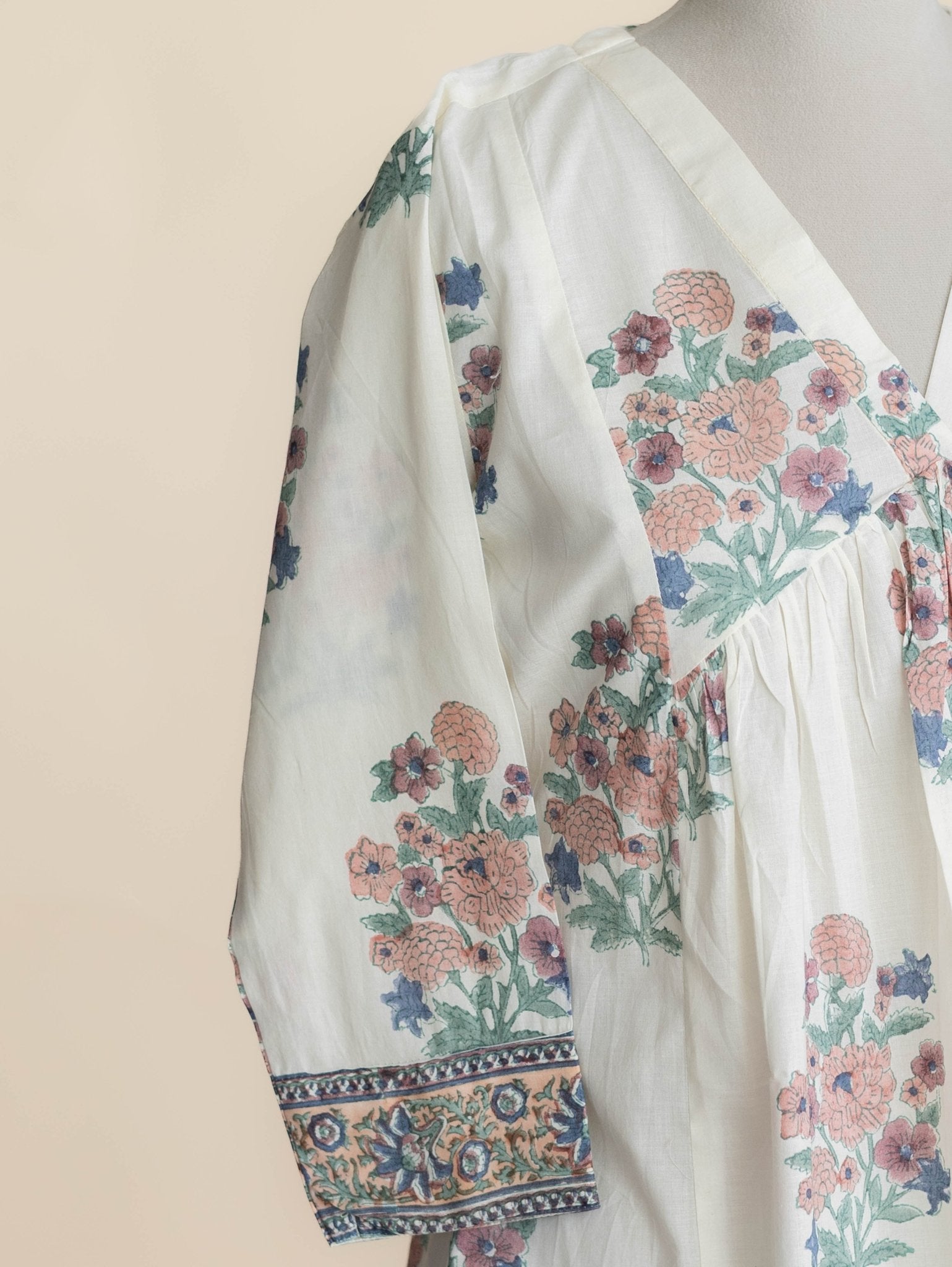Evana Cotton Block Printed A-Line Kurta - AINA