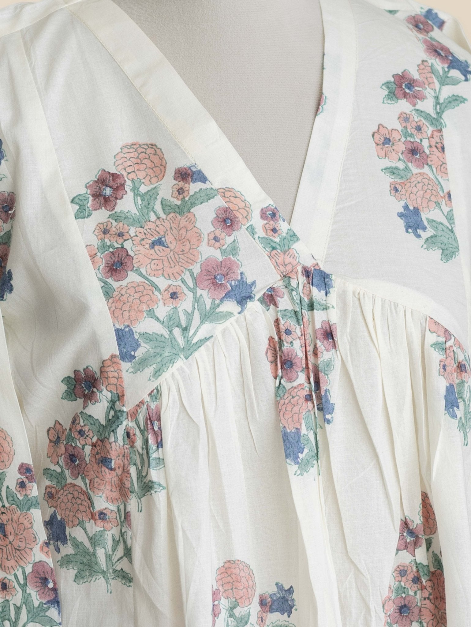 Evana Cotton Block Printed A-Line Kurta - AINA