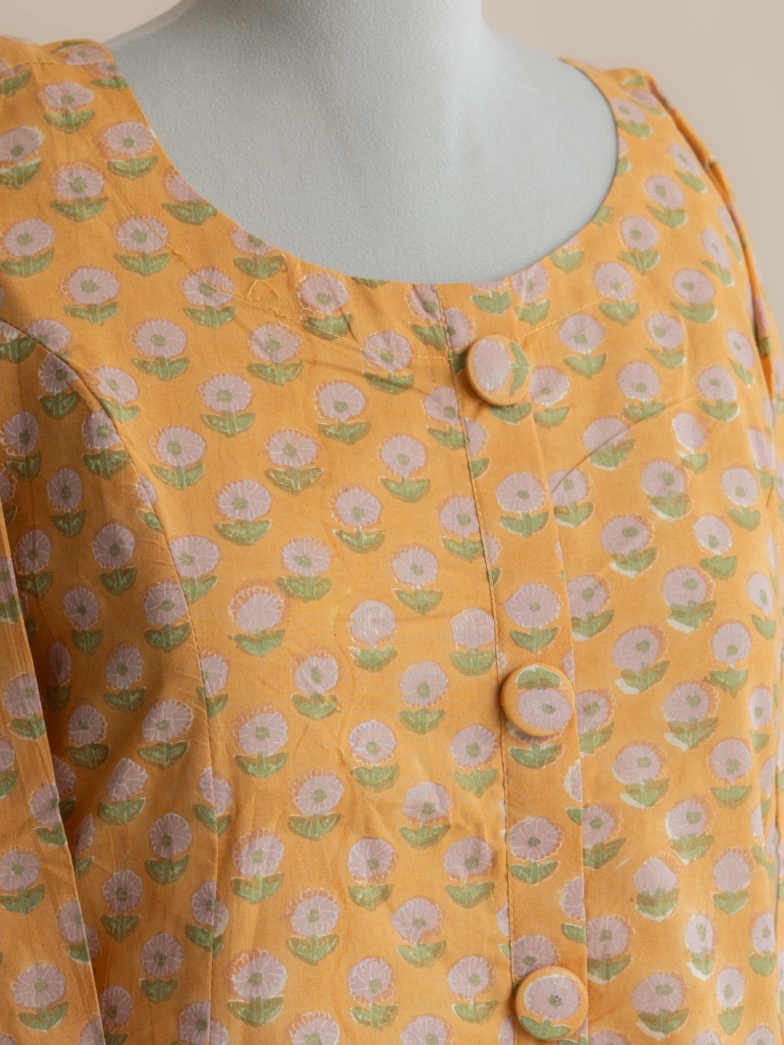 Faiha Cotton Block Printed A - line Kurta - AINA