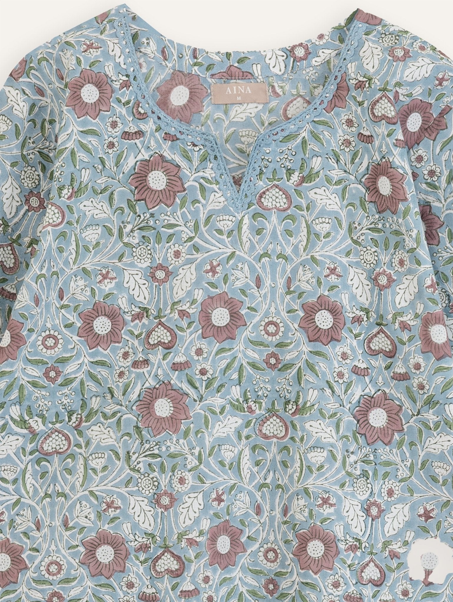 Fanah Cotton Block Printed Straight Kurta - AINA