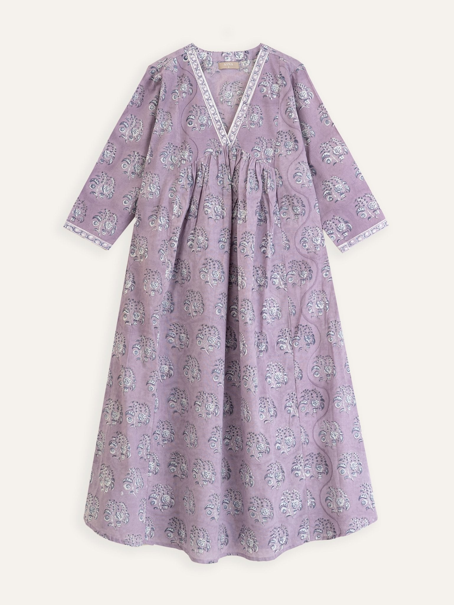 Fara Cotton Block Printed A - Line Kurta - AINA