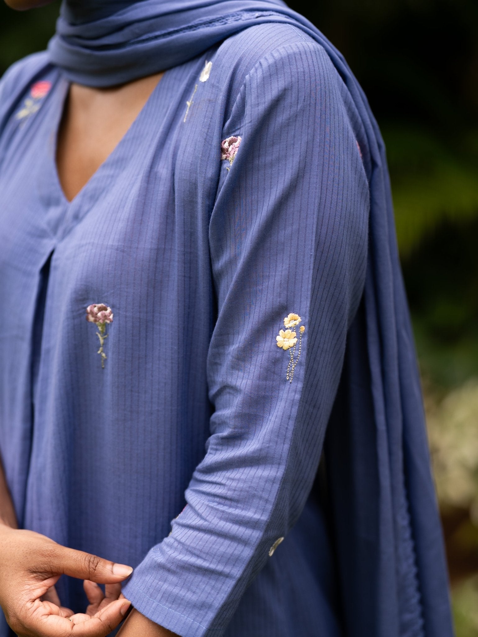 Farah Cotton Embroidered A - Line Suit Set - AINA