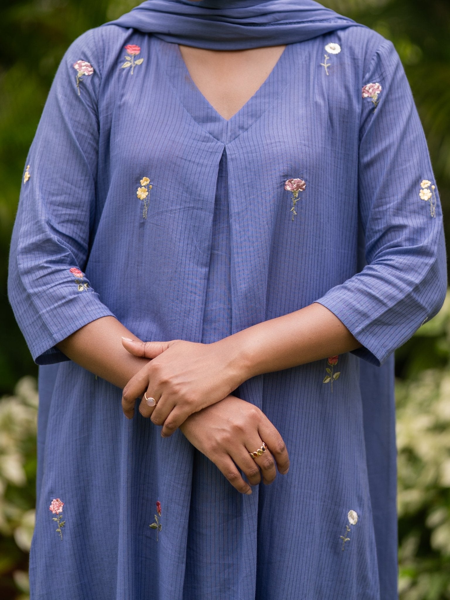 Farah Cotton Embroidered A - Line Suit Set - AINA