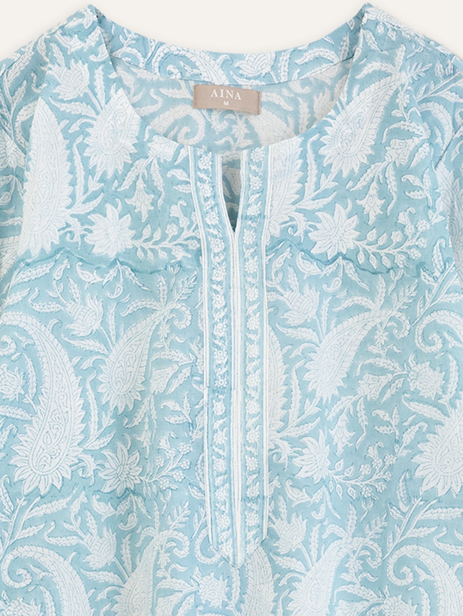 Fareeha Cotton Block Printed Straight Kurta - AINA