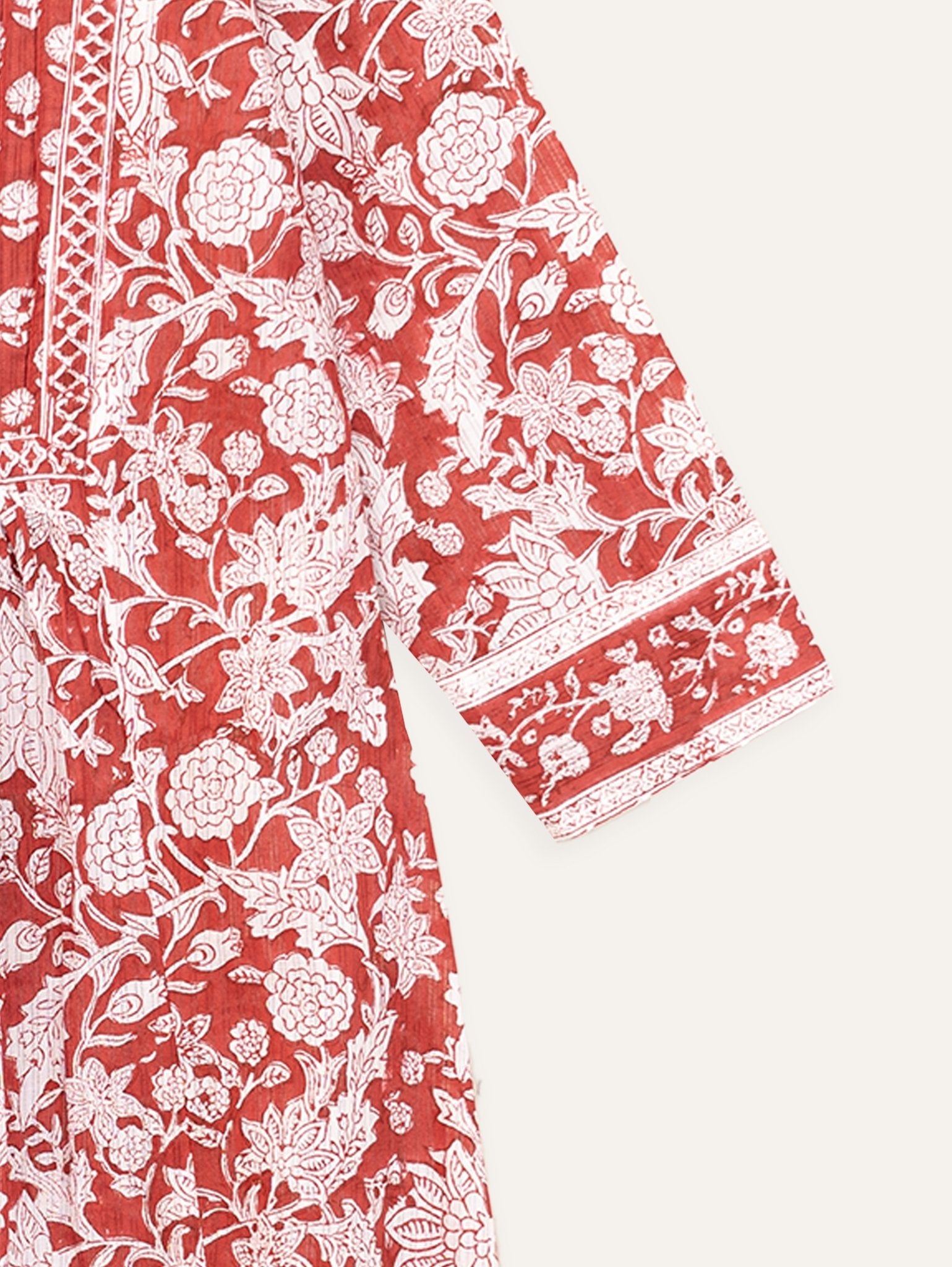 Fasila Cotton Block Printed A - Line Kurta - AINA