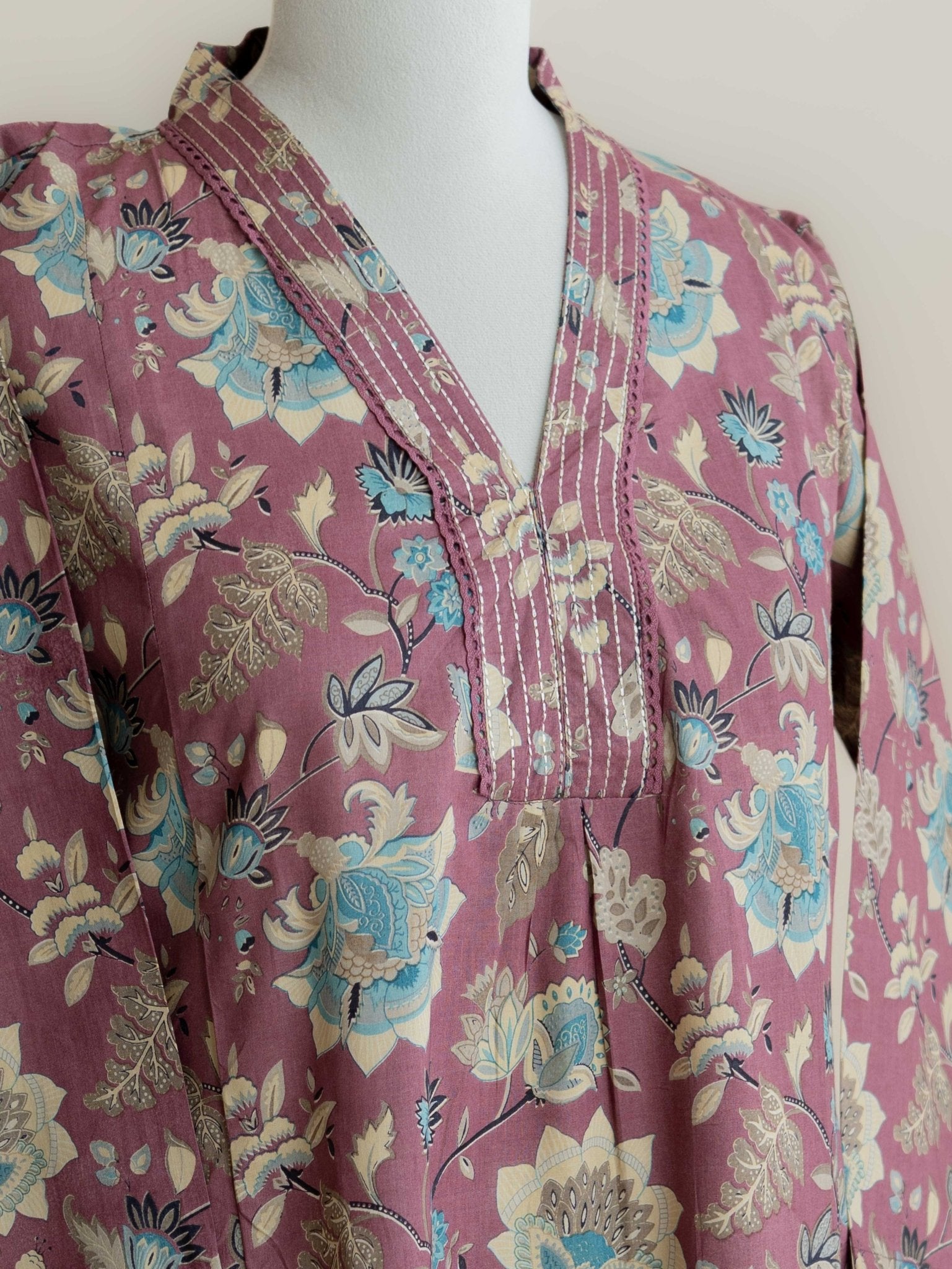 Feba Cotton Block Printed A Line Kurta - AINA