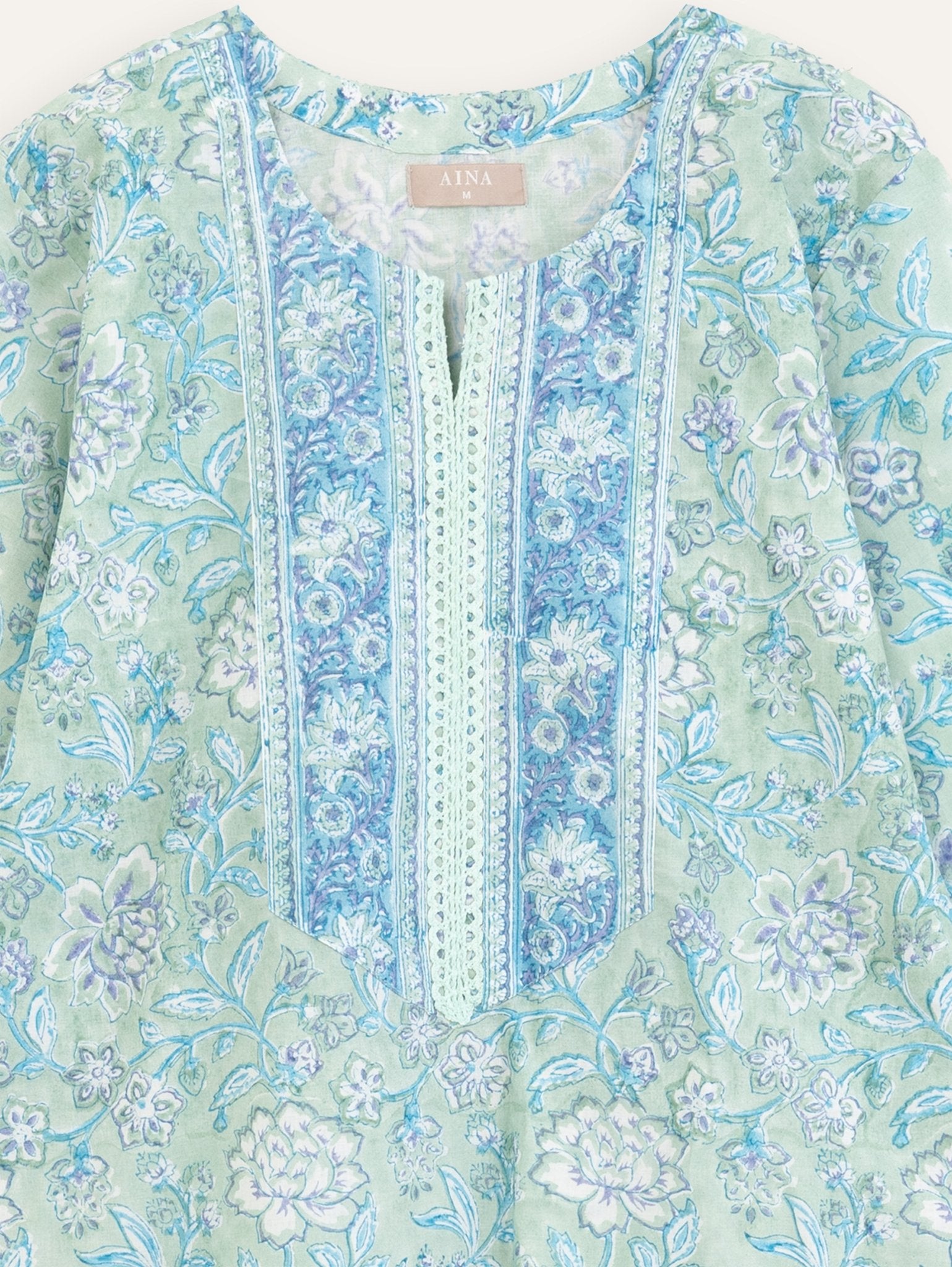 Febin Cotton Block Printed Straight Kurta - AINA