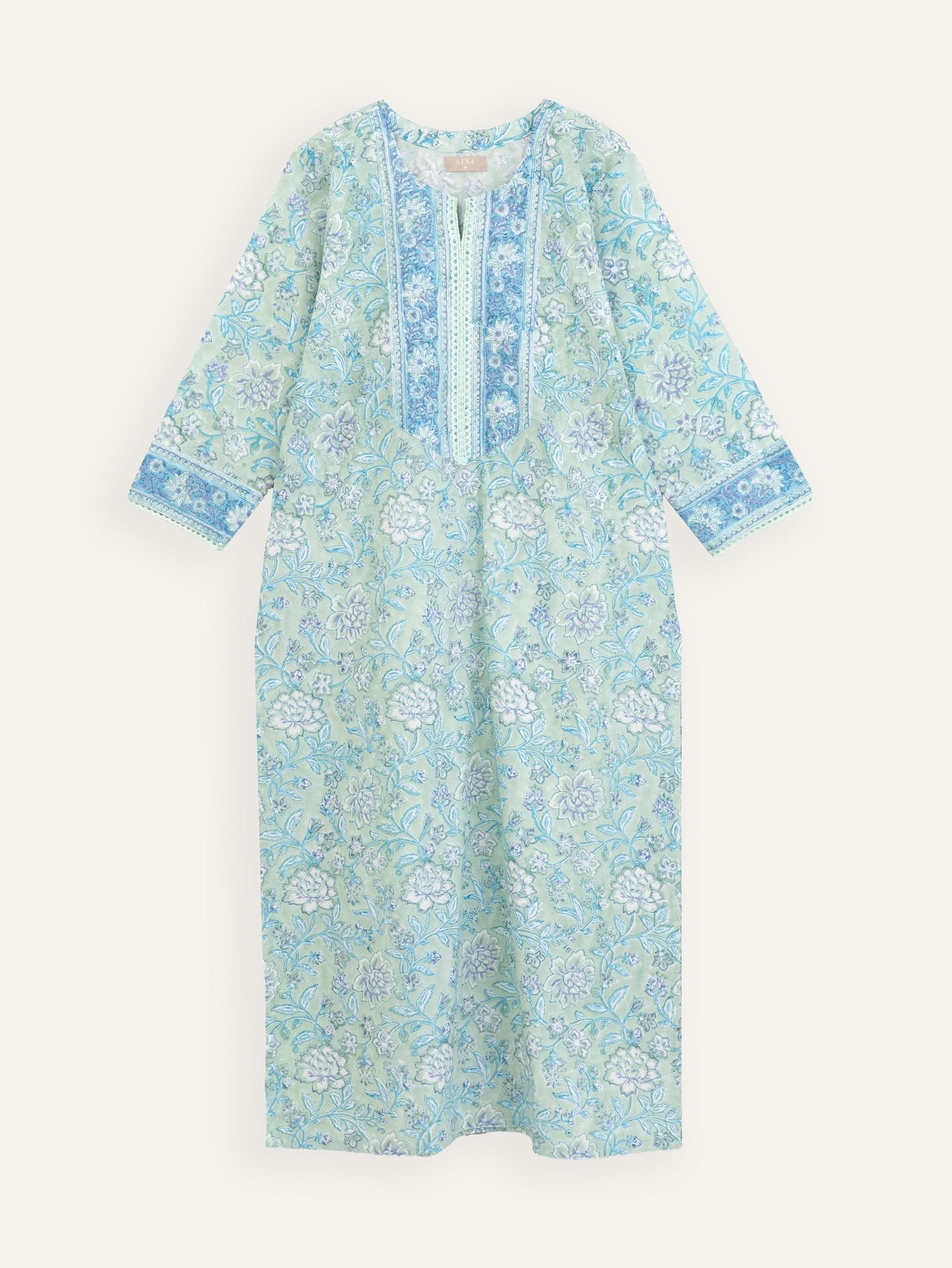 Febin Cotton Block Printed Straight Kurta - AINA