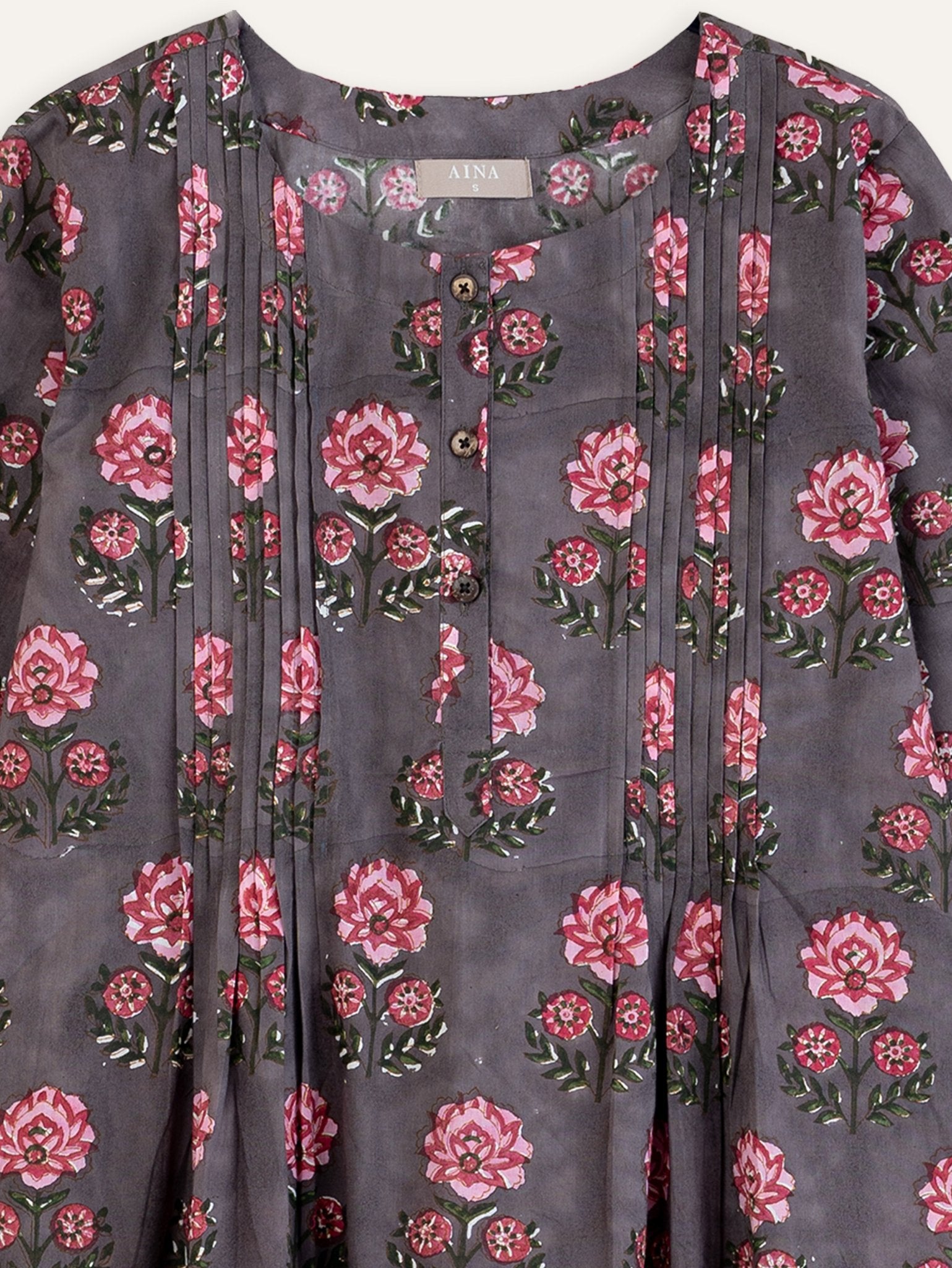 Fidha Cotton Block Printed A - Line Kurta - AINA