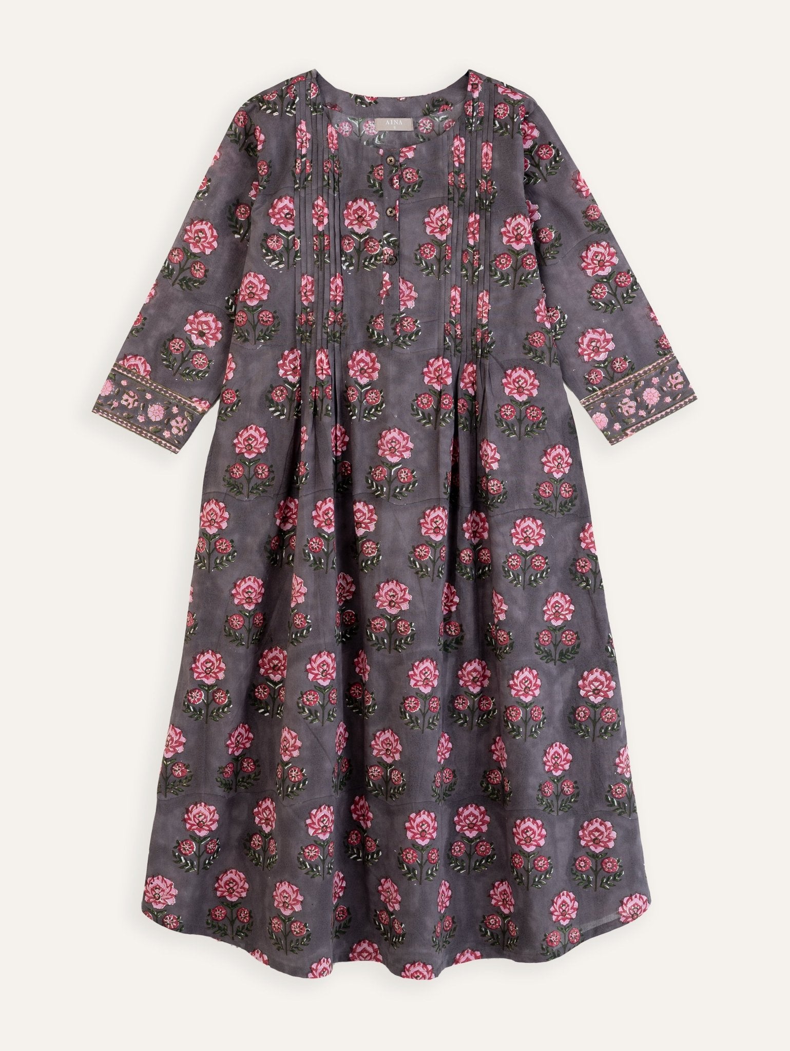Fidha Cotton Block Printed A - Line Kurta - AINA