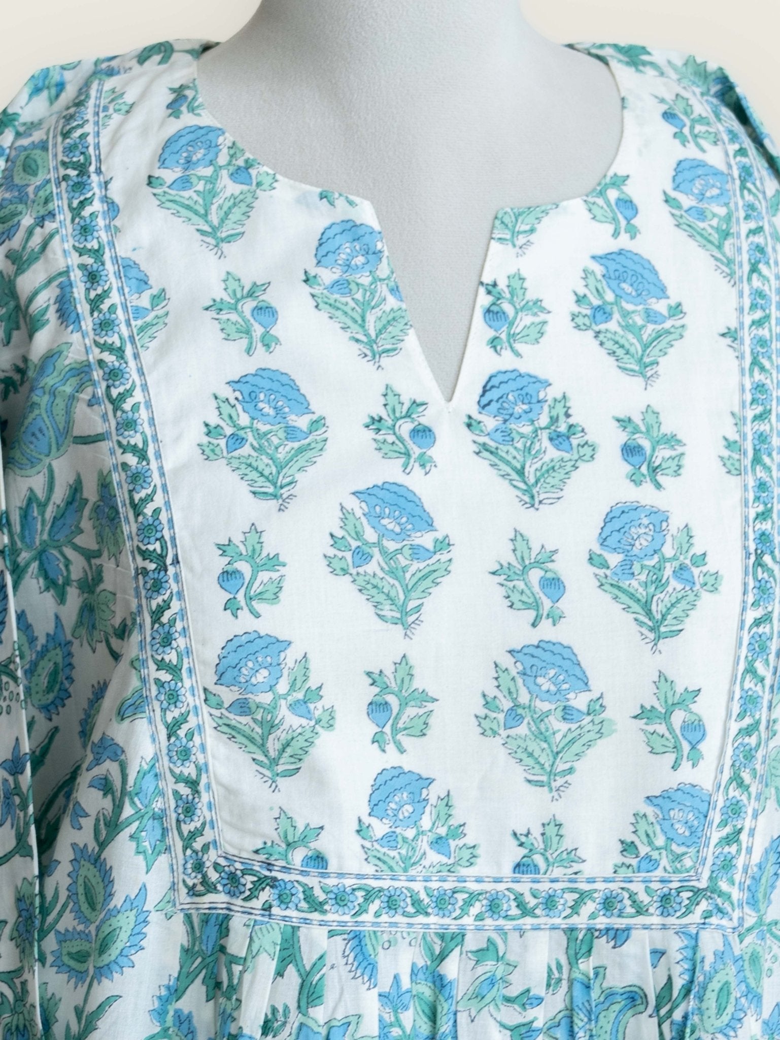 Fiza Cotton Block Printed A-Line Kurta - AINA