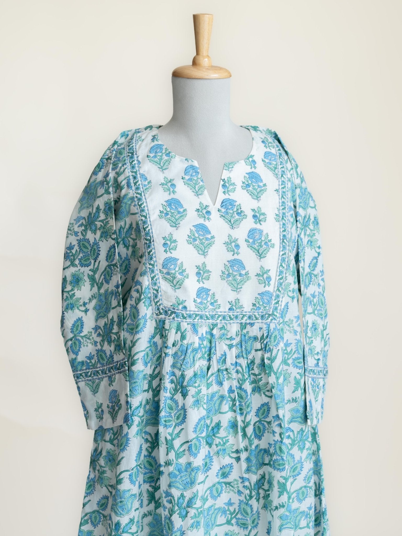 Fiza Cotton Block Printed A-Line Kurta - AINA