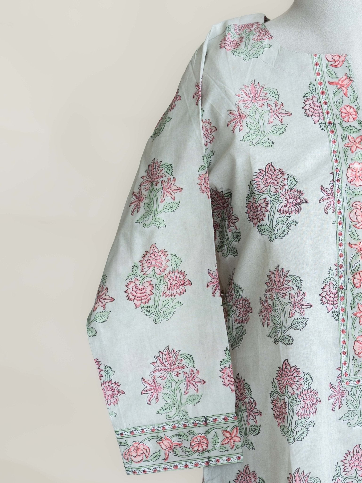 Gul Cotton Block Printed Straight Kurta - AINA