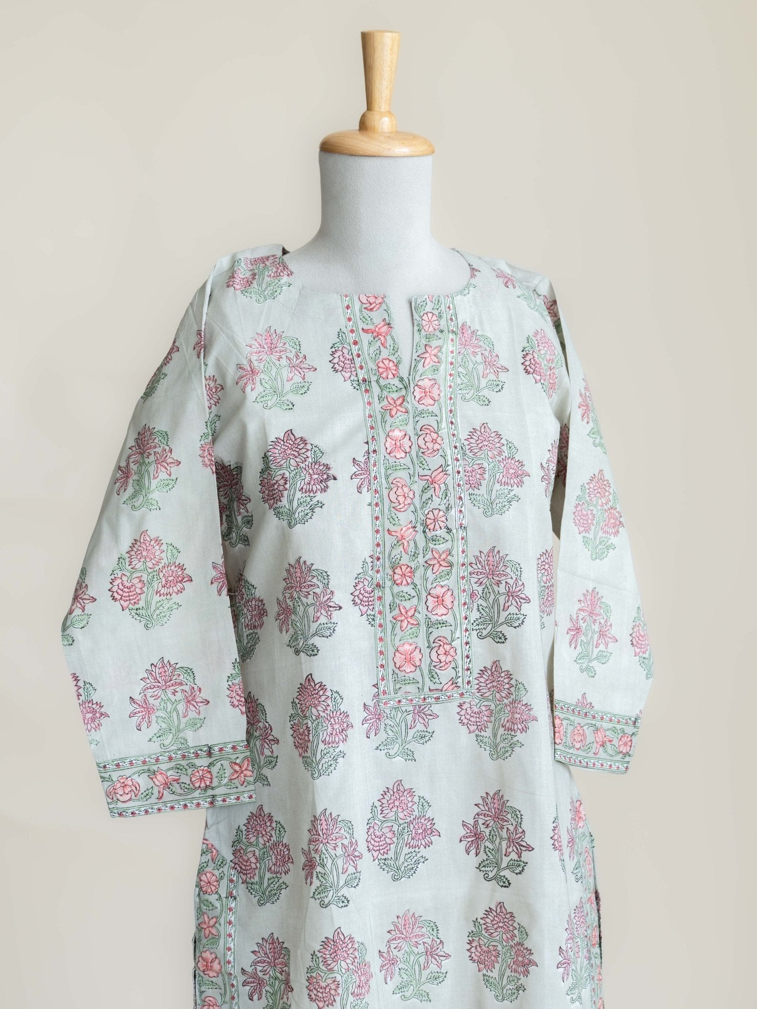 Gul Cotton Block Printed Straight Kurta - AINA