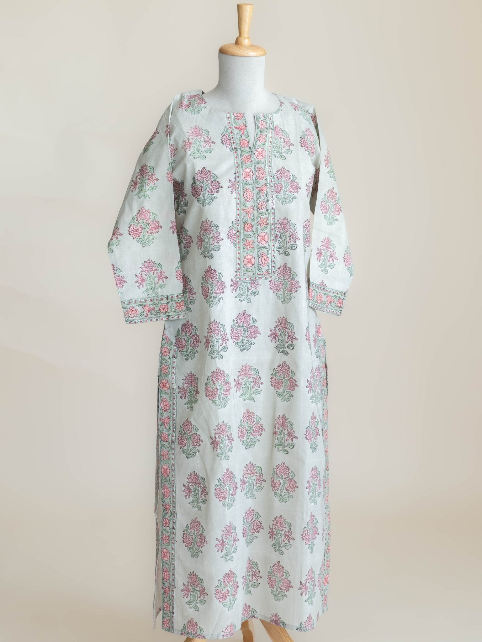 Gul Cotton Block Printed Straight Kurta - AINA