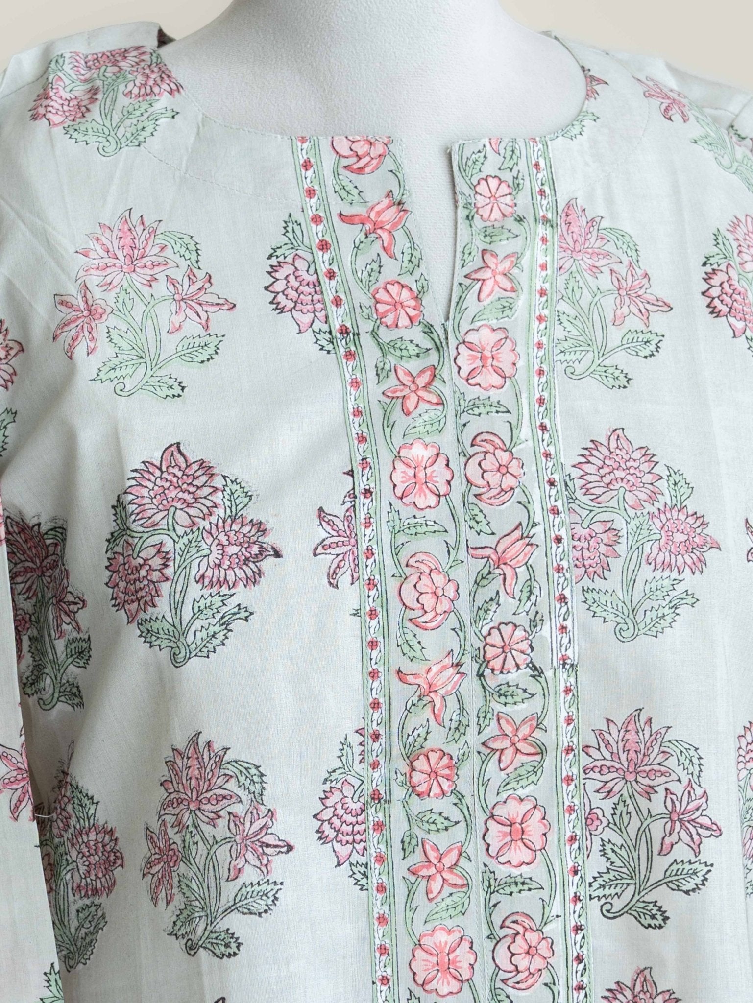 Gul Cotton Block Printed Straight Kurta - AINA