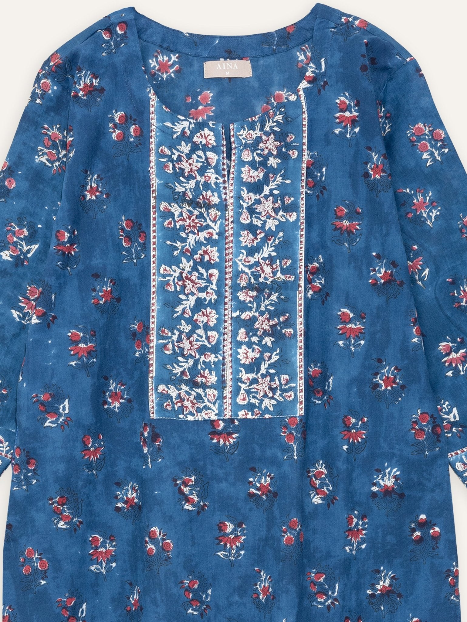 Gurleen Cotton Block Printed Straight Kurta - AINA