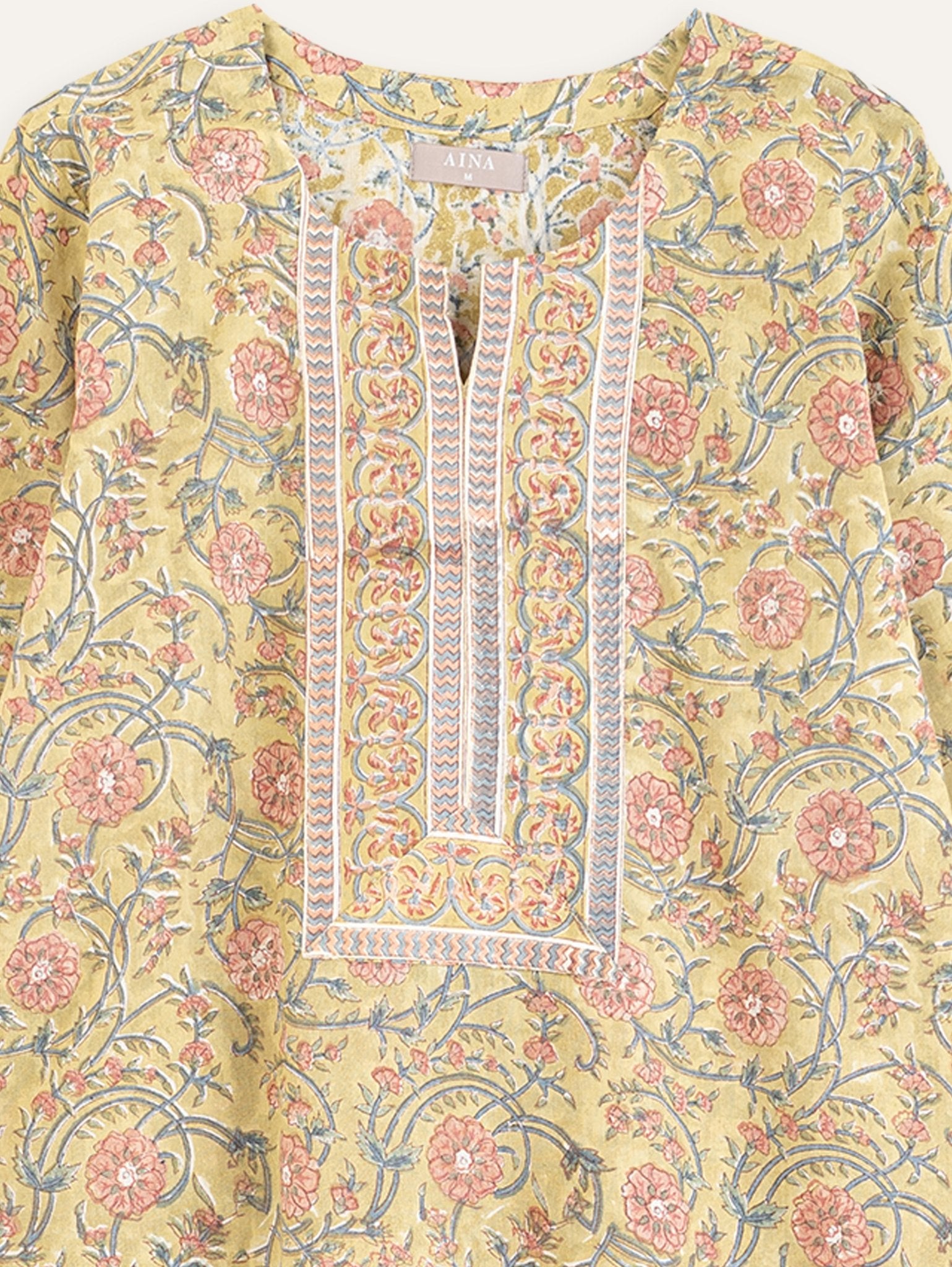 Hadhiya Cotton Block Printed Straight Kurta - AINA