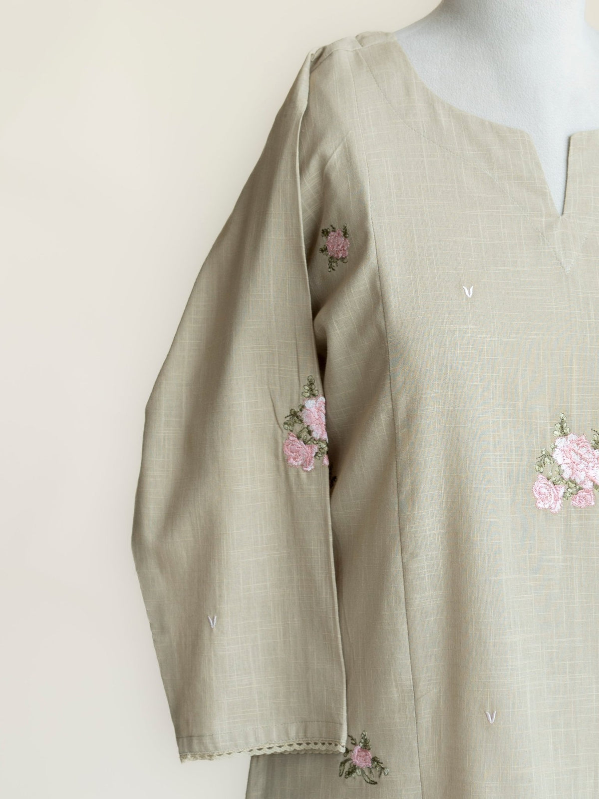 Haira Cotton Embroidered Straight Kurta - AINA