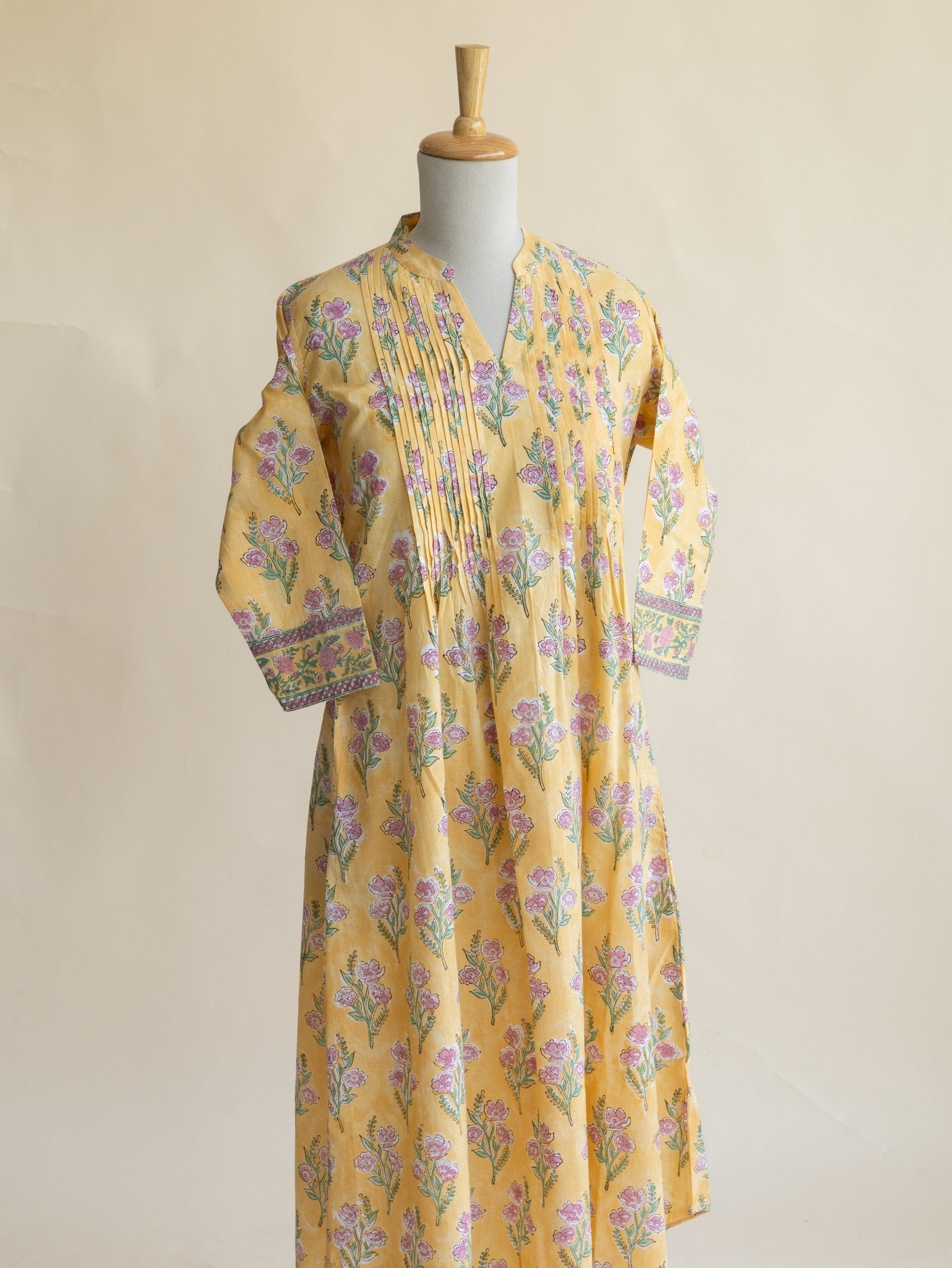 Haiza Cotton Block Printed A - Line Kurta - AINA