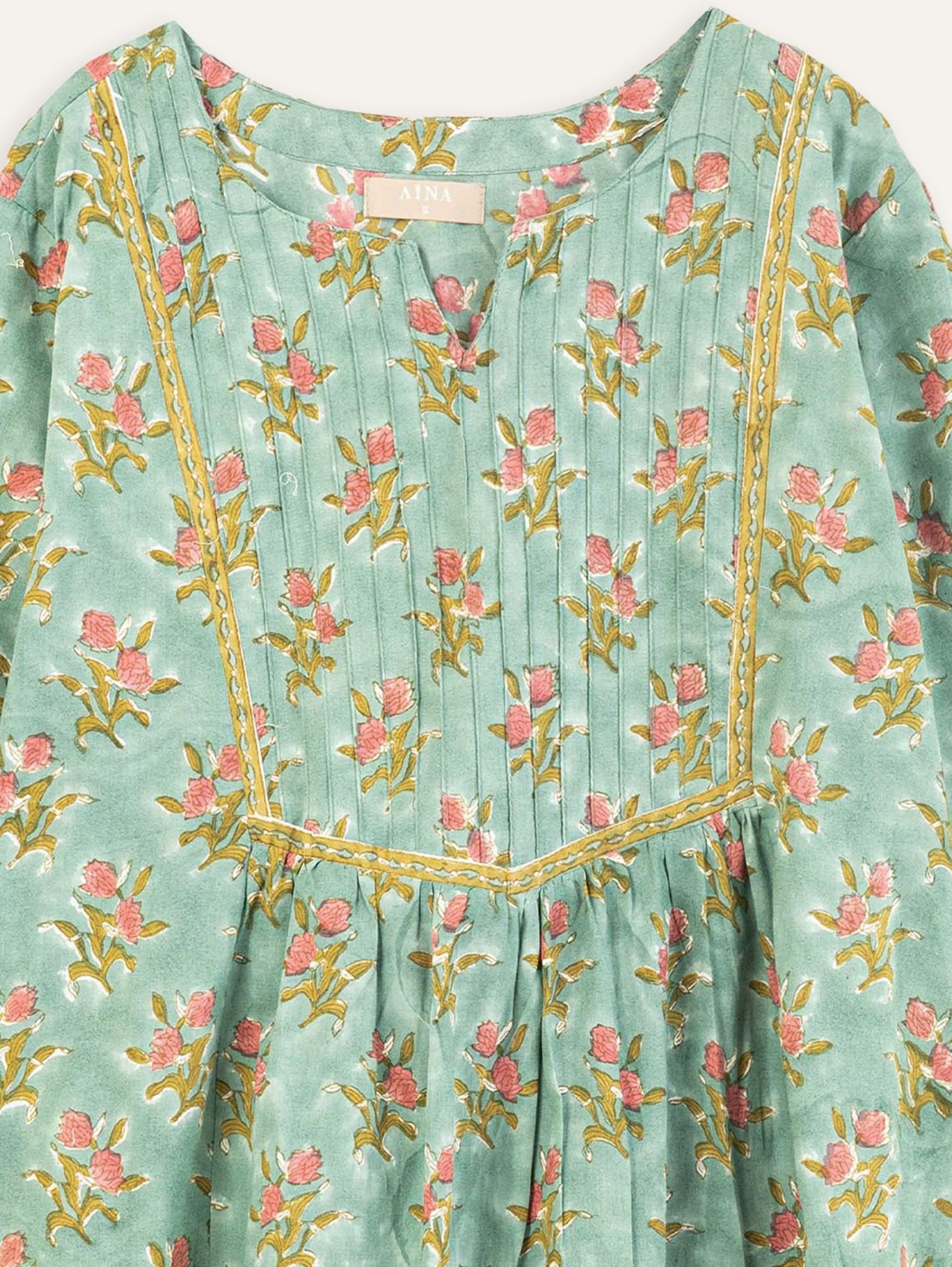 Hala Cotton Block Printed A - Line Kurta - AINA
