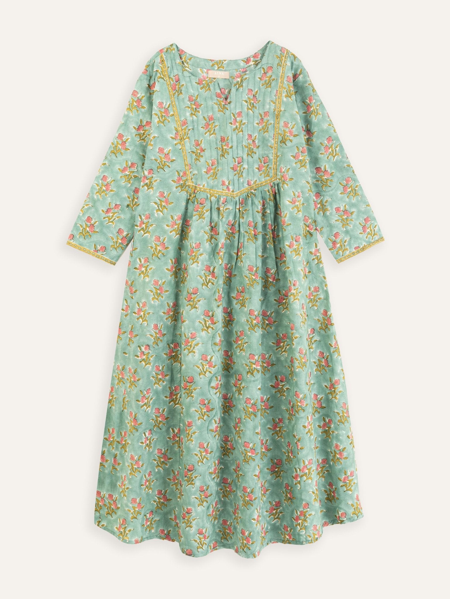 Hala Cotton Block Printed A - Line Kurta - AINA