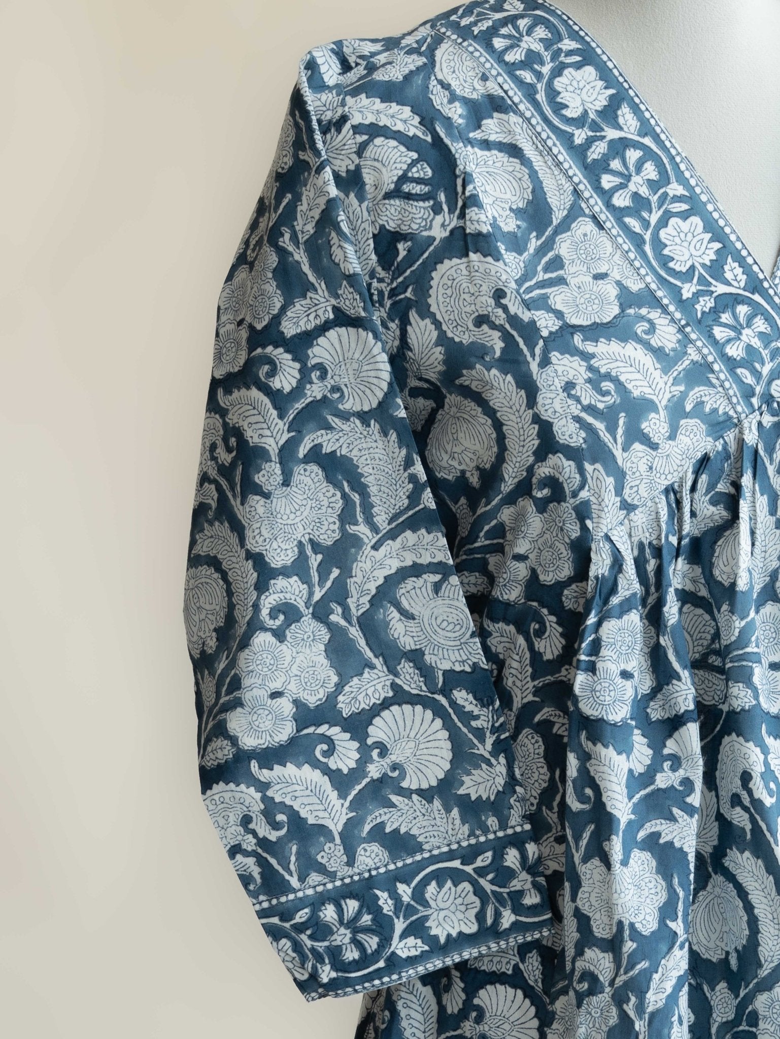 Hanaa Cotton Block Printed A - Line Kurta - AINA