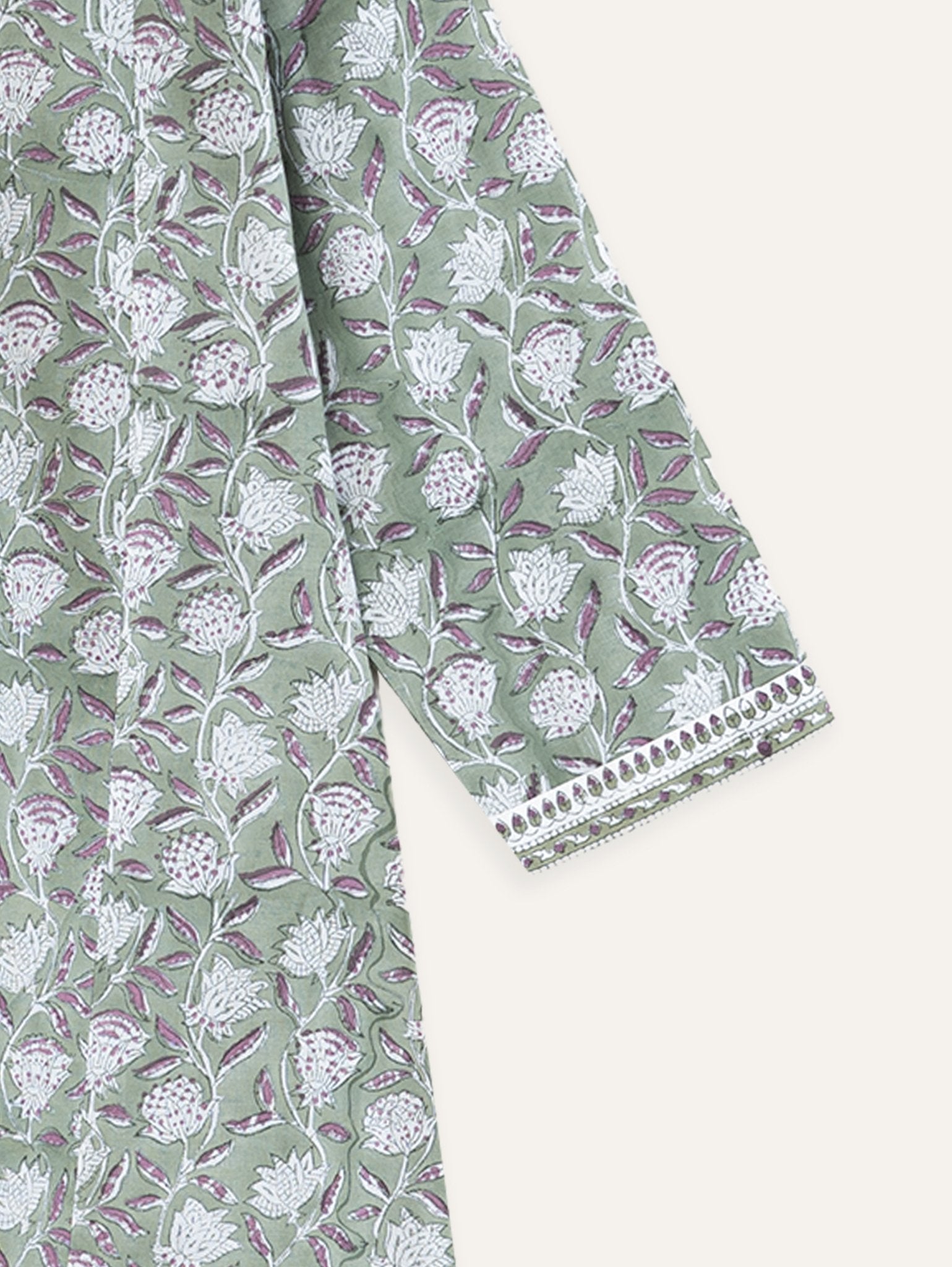 Haniya Cotton Block Printed A - Line Kurta - AINA