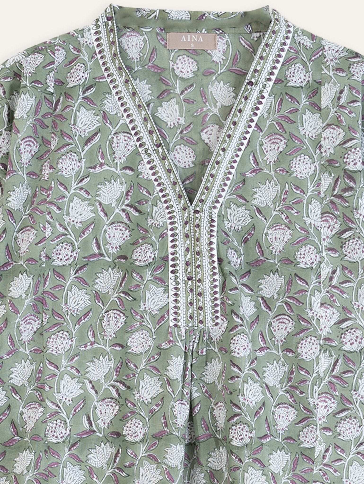 Haniya Cotton Block Printed A - Line Kurta - AINA