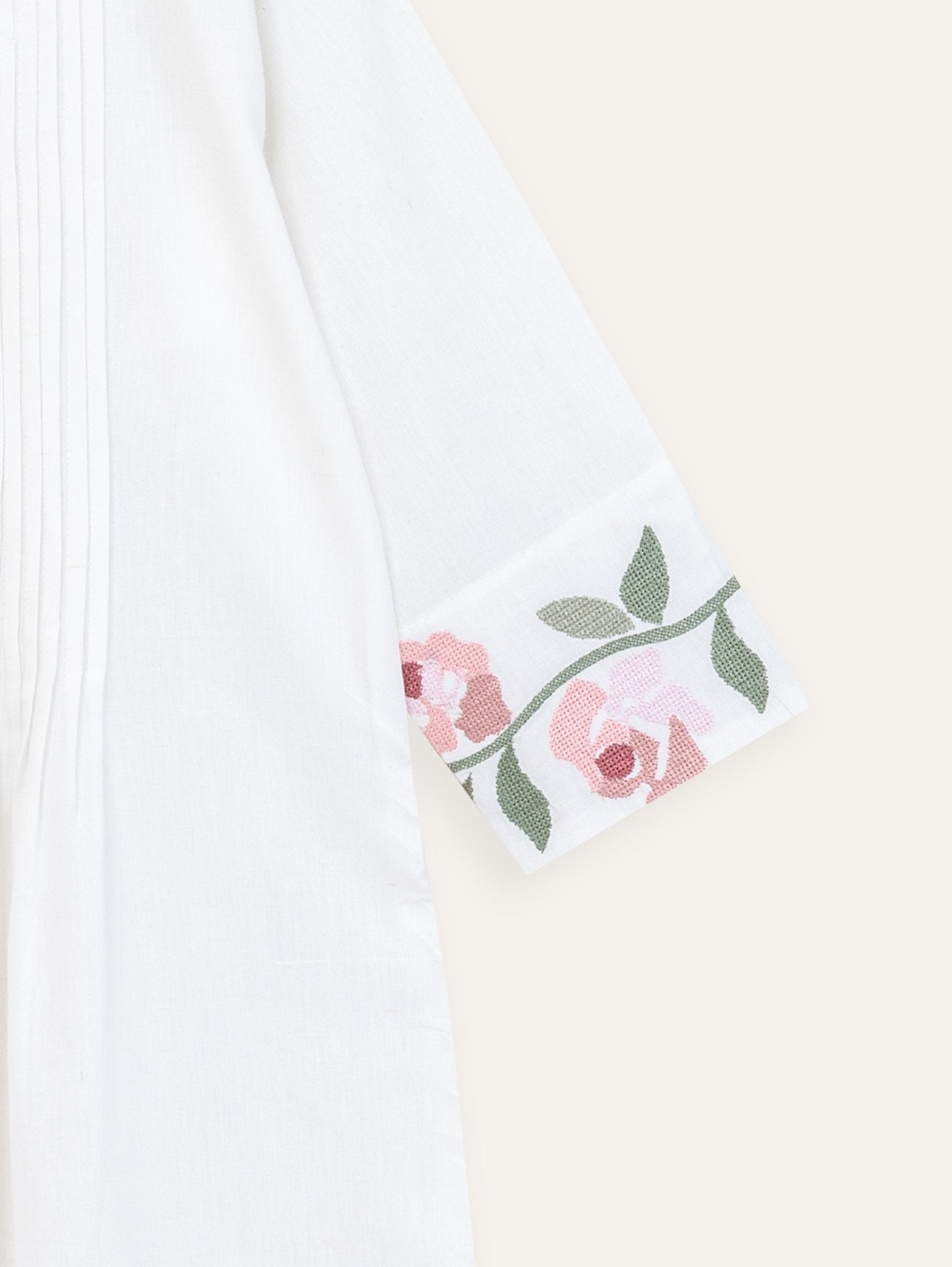 Hansika Cotton Flax Embroidered A - Line Kurta - AINA