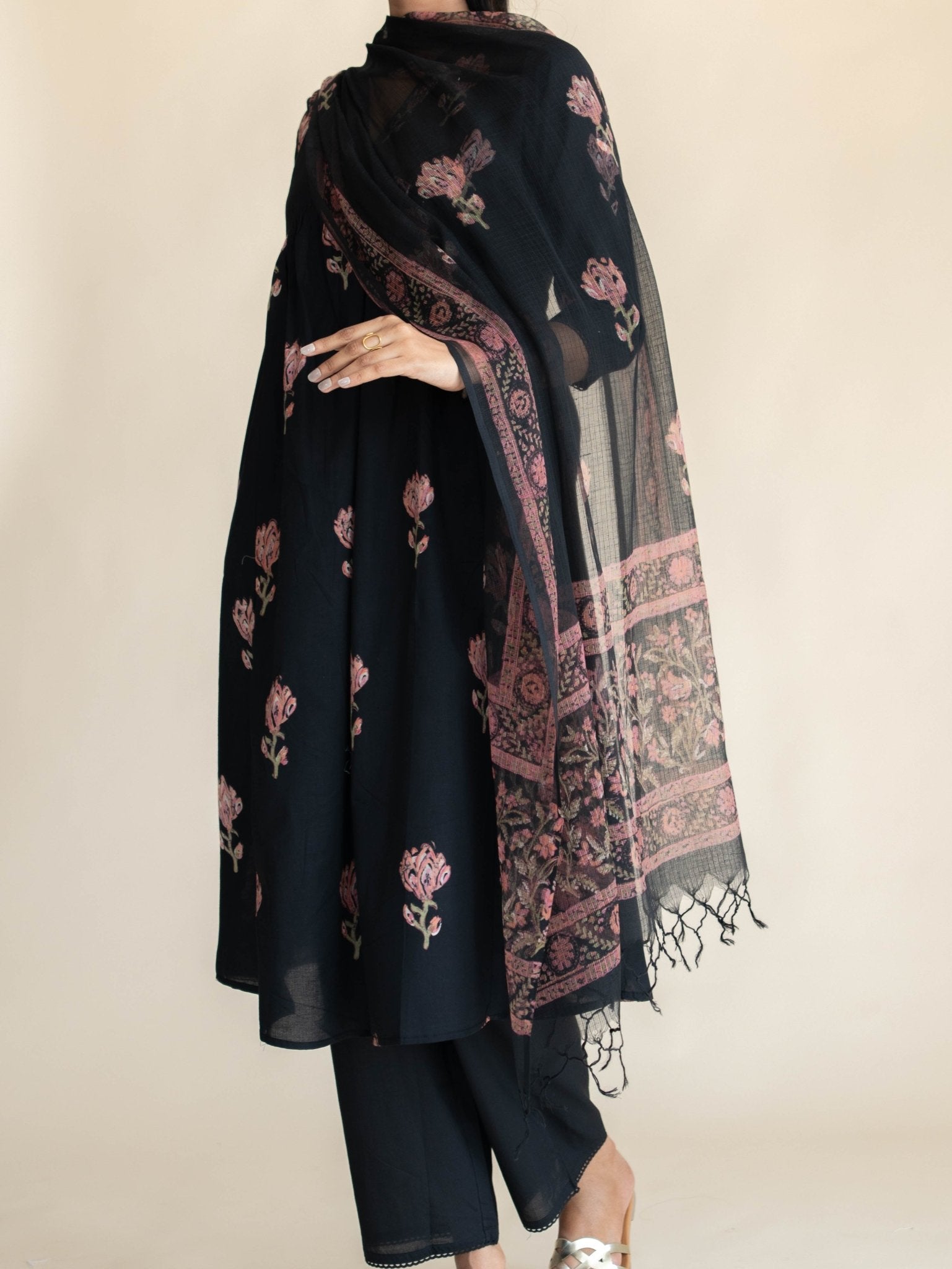 Harmiya Cotton Block Printed A - Line Suit Set - AINA