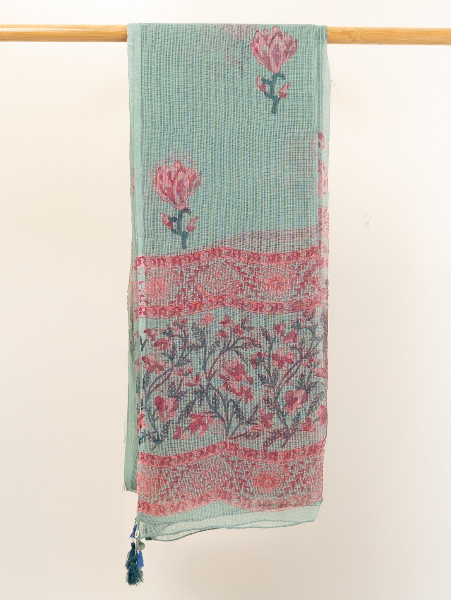 Harsha Kota Doria Block Printed Dupatta - AINA
