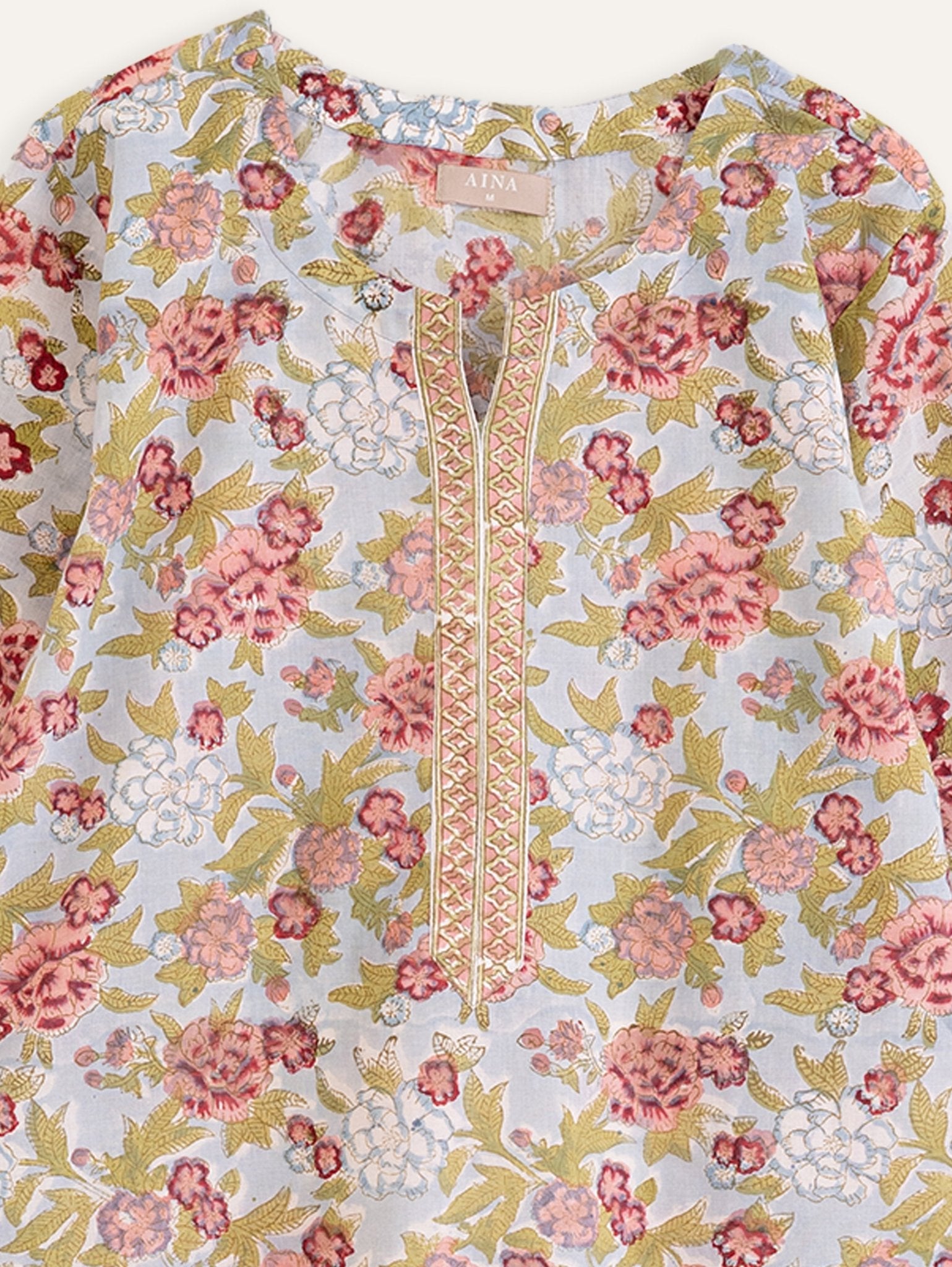 Harvi Cotton Block Printed A - Line Kurta - AINA