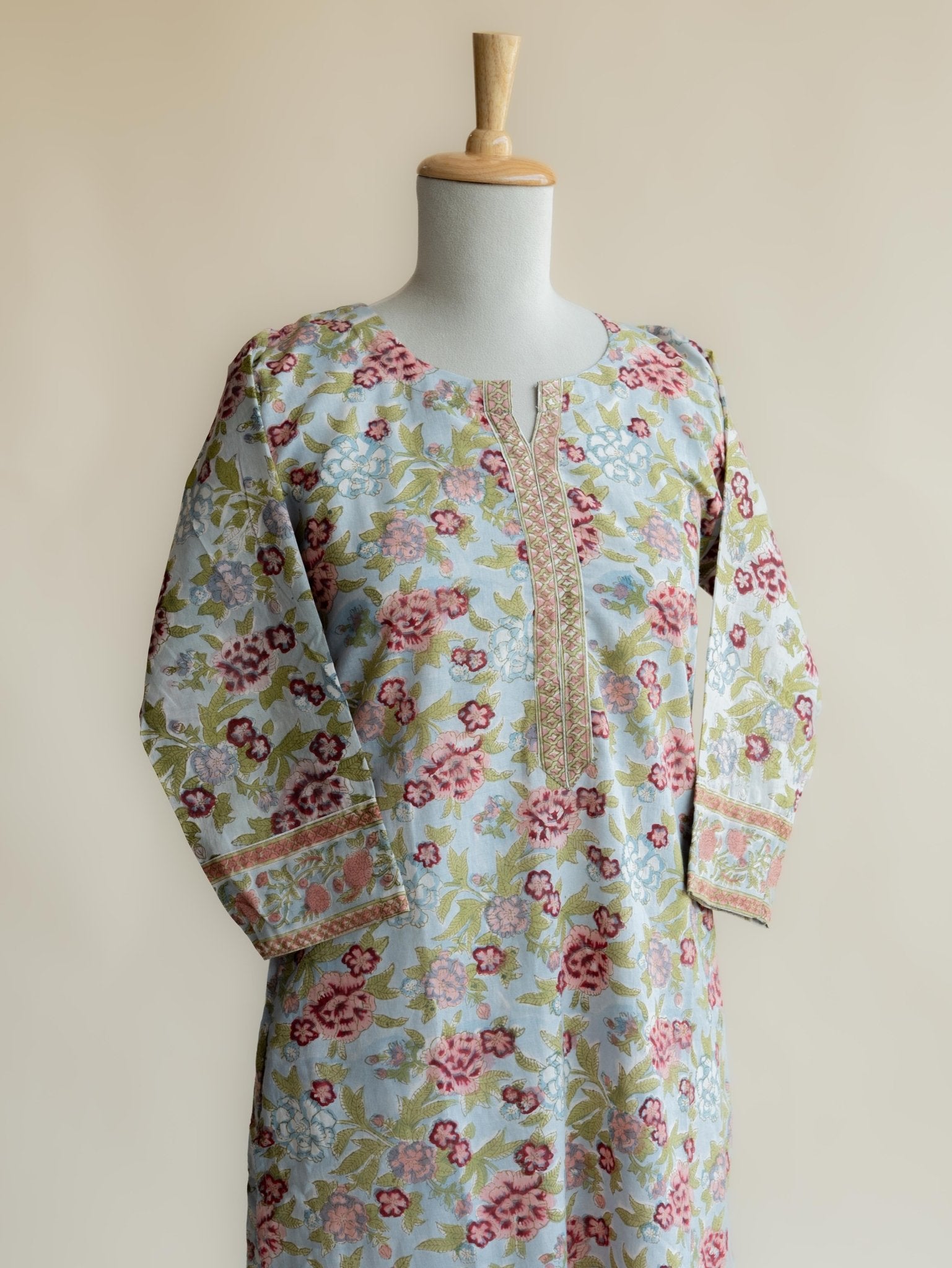 Harvi Cotton Block Printed A - Line Kurta - AINA