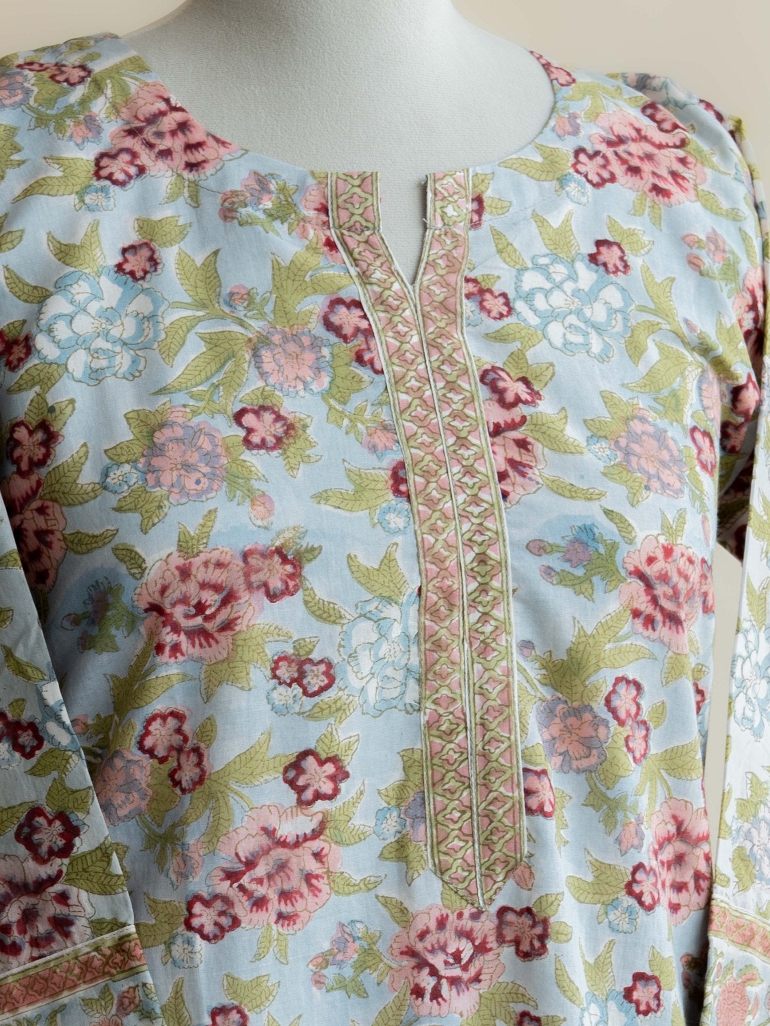 Harvi Cotton Block Printed A - Line Kurta - AINA