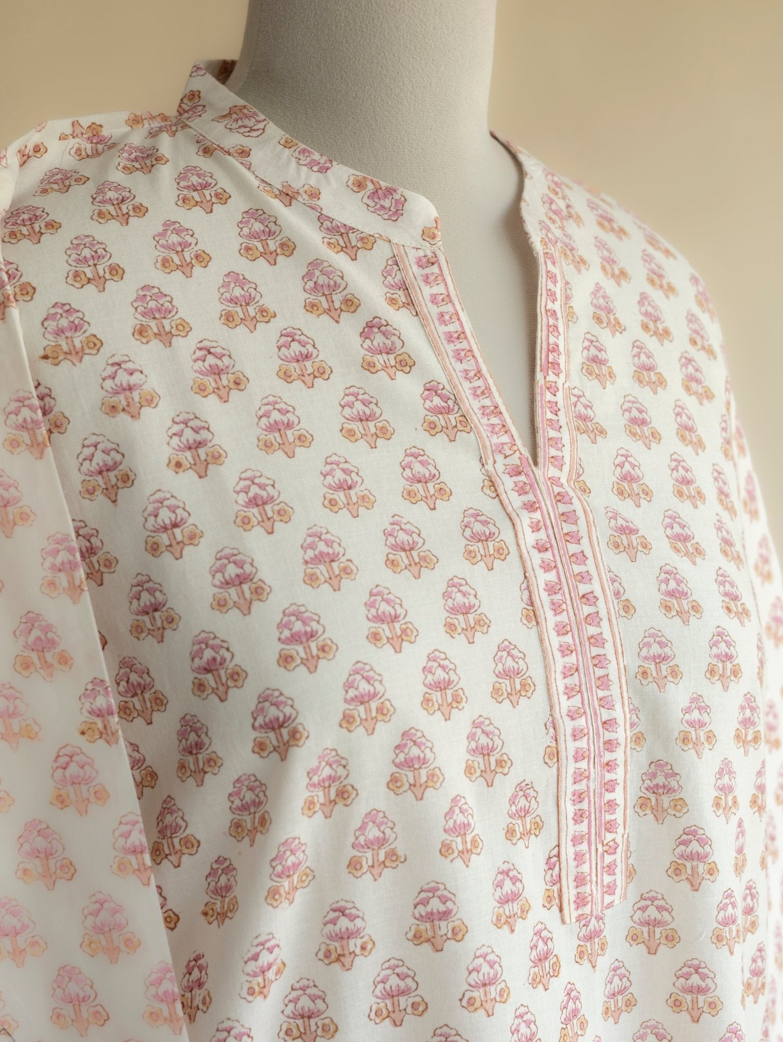 Harza Cotton Block Printed Straight Kurta - AINA