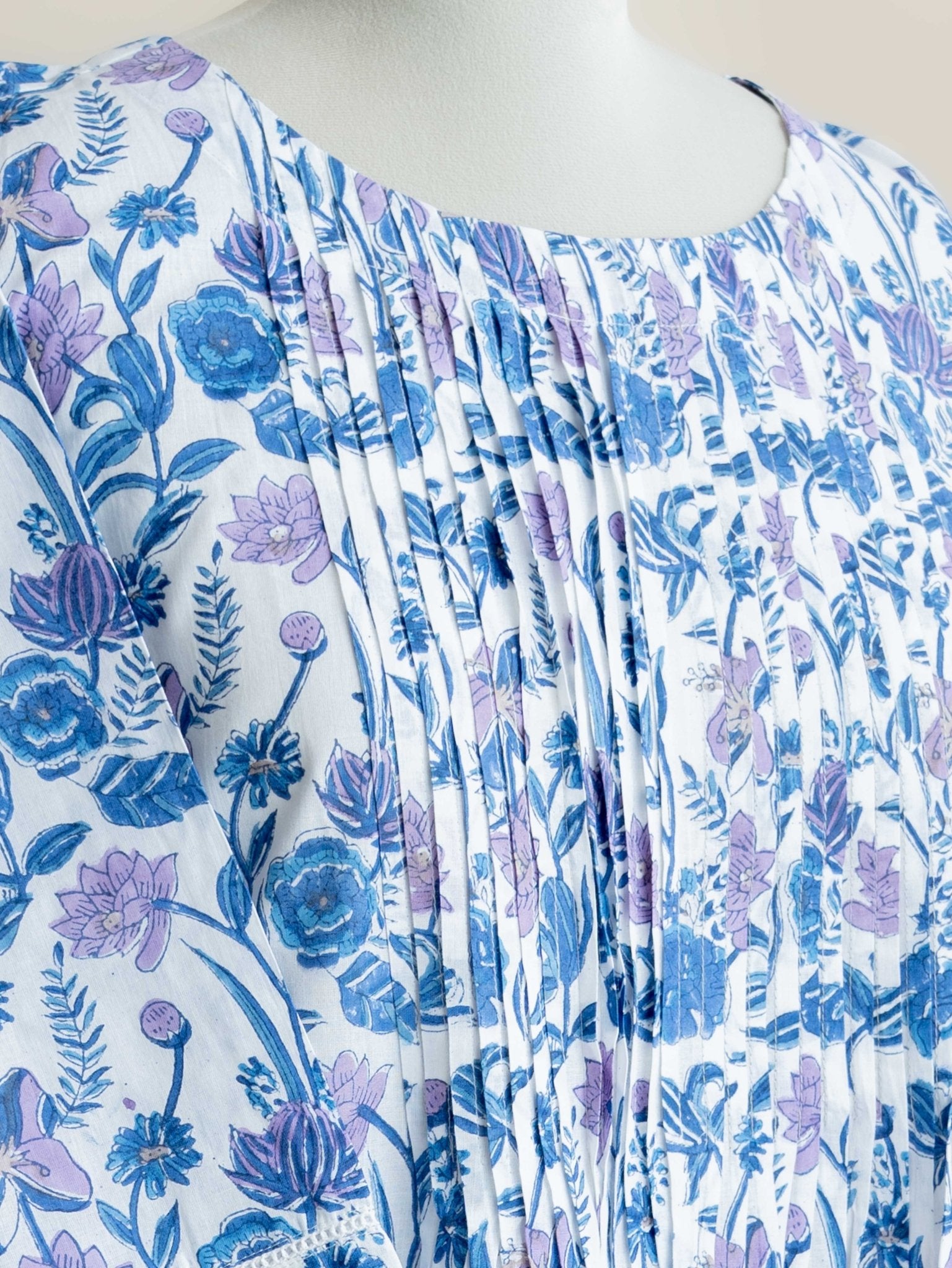 Haseena Cotton Block Printed A - Line Kurta - AINA