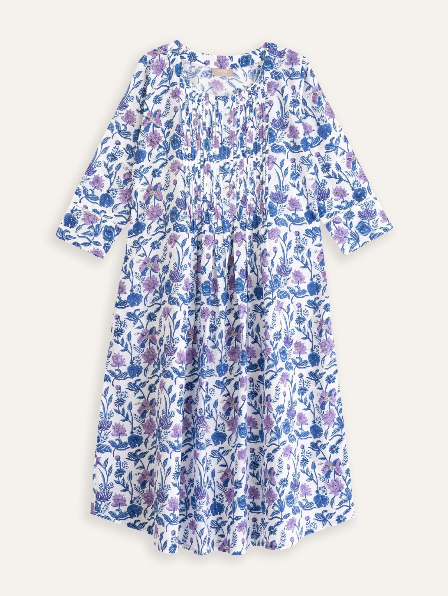 Haseena Cotton Block Printed A - Line Kurta - AINA