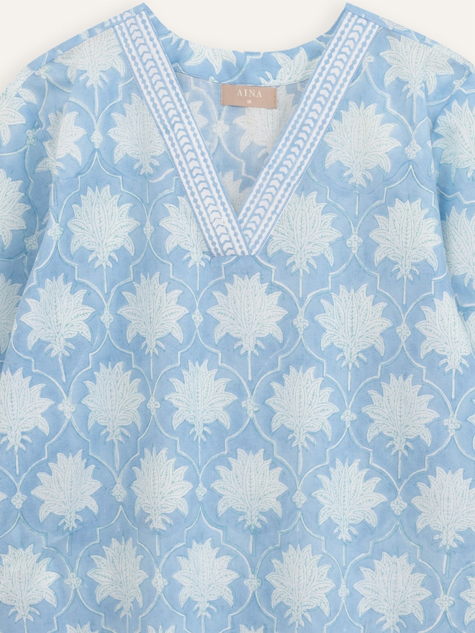 Hashna Cotton Block Printed Straight Kurta - AINA