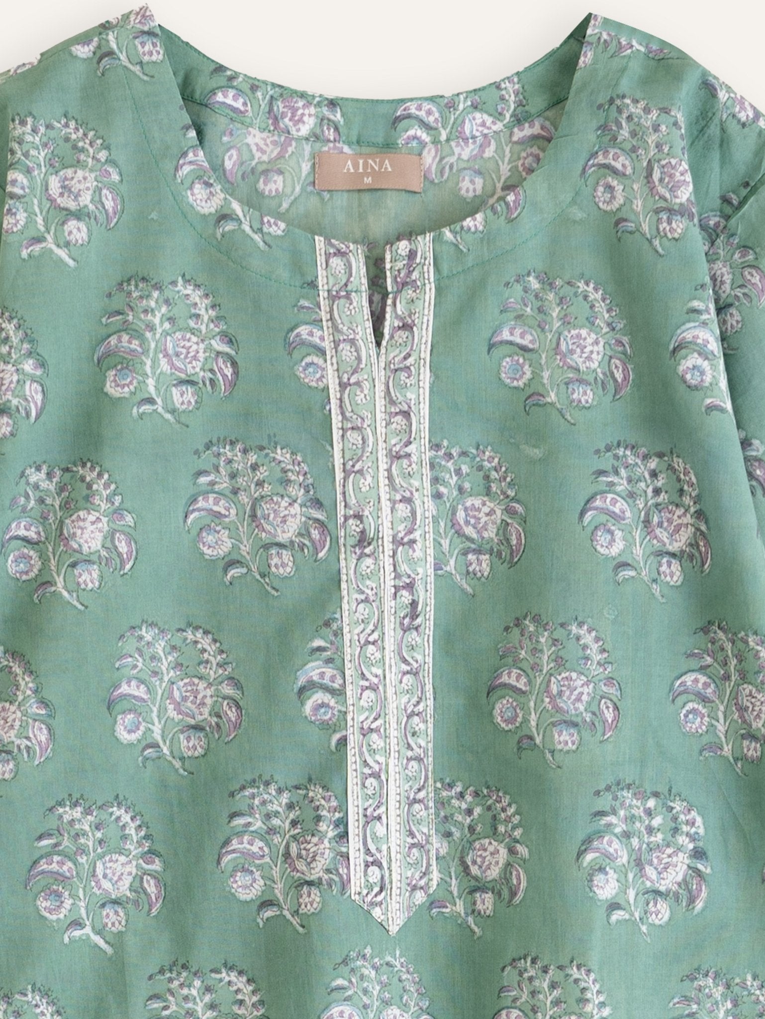 Haya Cotton Block Printed Straight Kurta - AINA