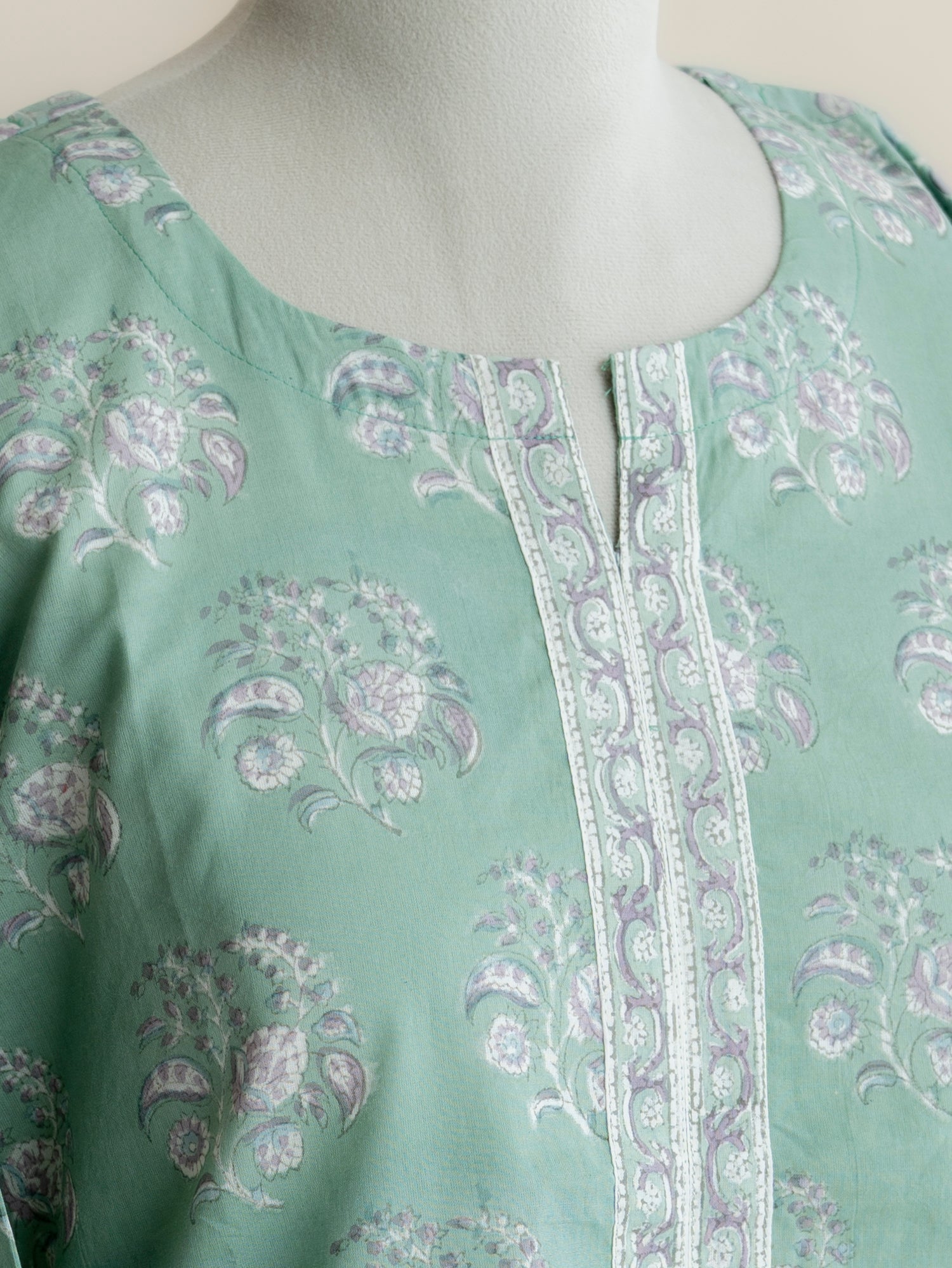 Haya Cotton Block Printed Straight Kurta - AINA