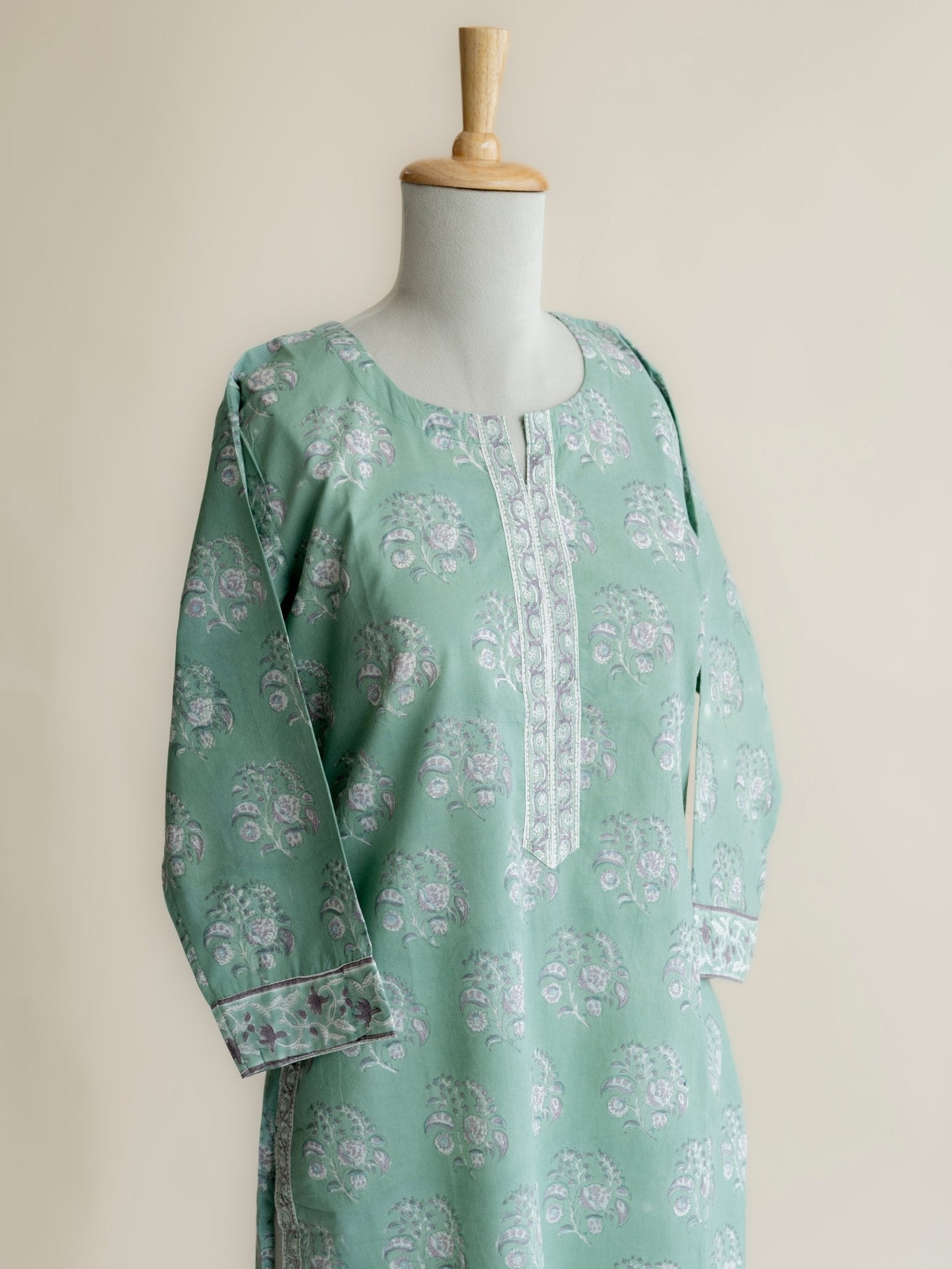 Haya Cotton Block Printed Straight Kurta - AINA