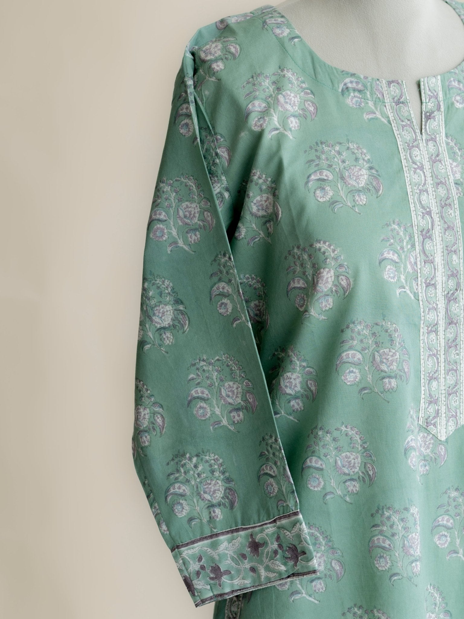 Haya Cotton Block Printed Straight Kurta - AINA