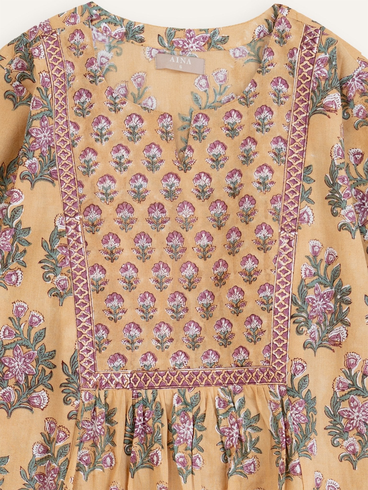 Helga Cotton Block Printed A - Line Kurta - AINA