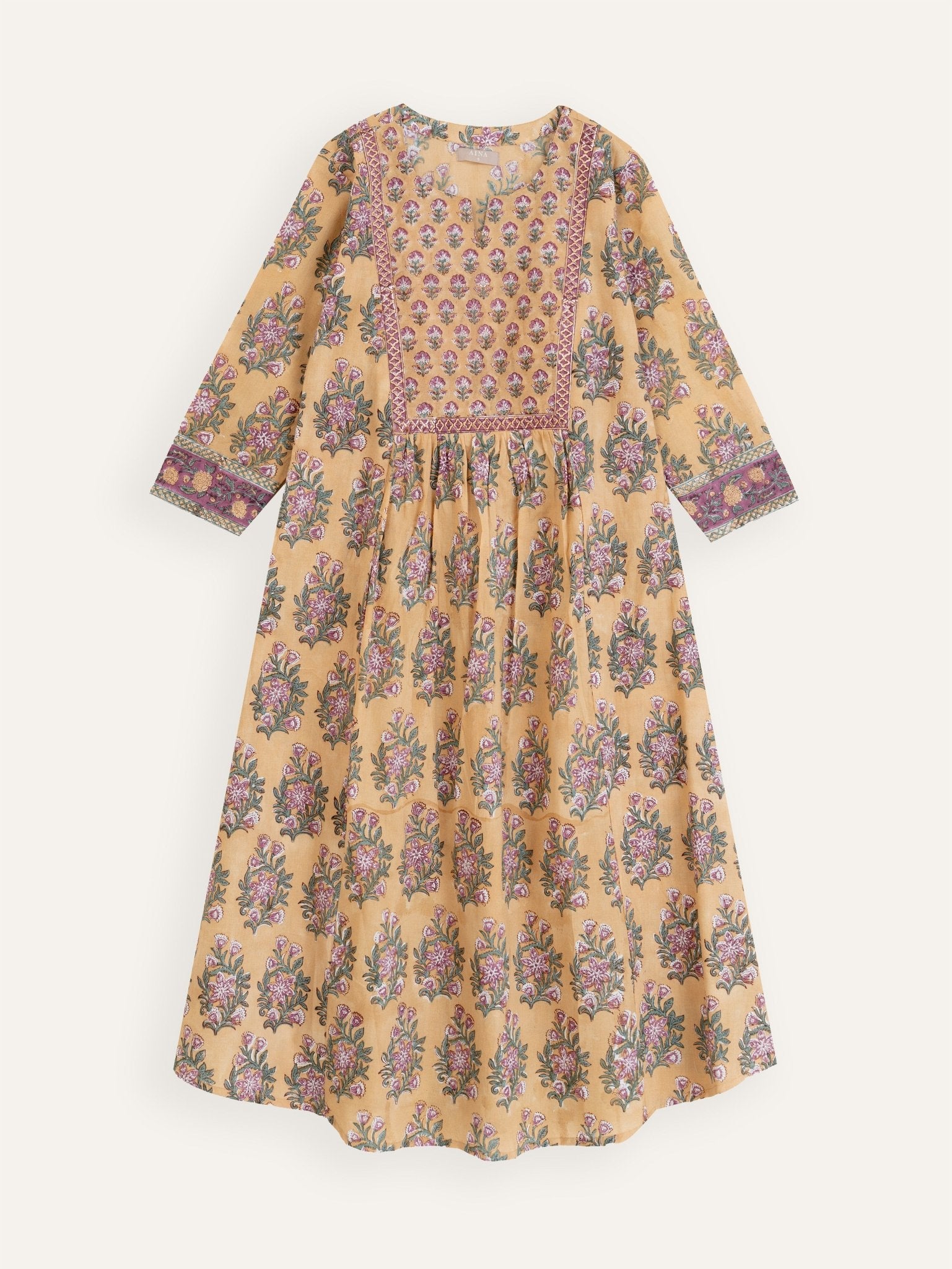 Helga Cotton Block Printed A - Line Kurta - AINA