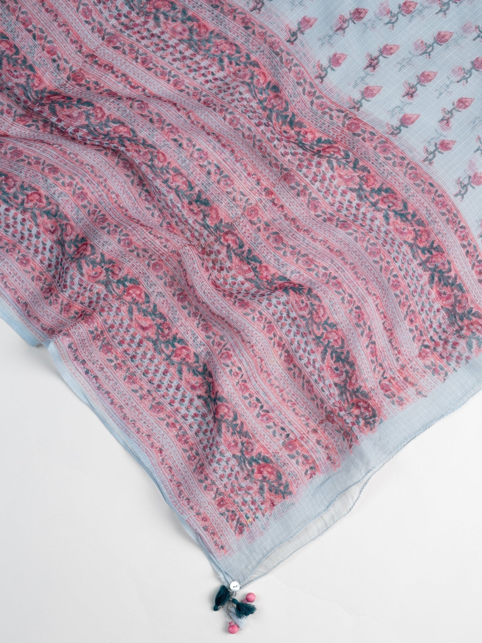 Henna Kota Doria Block Printed Dupatta - AINA