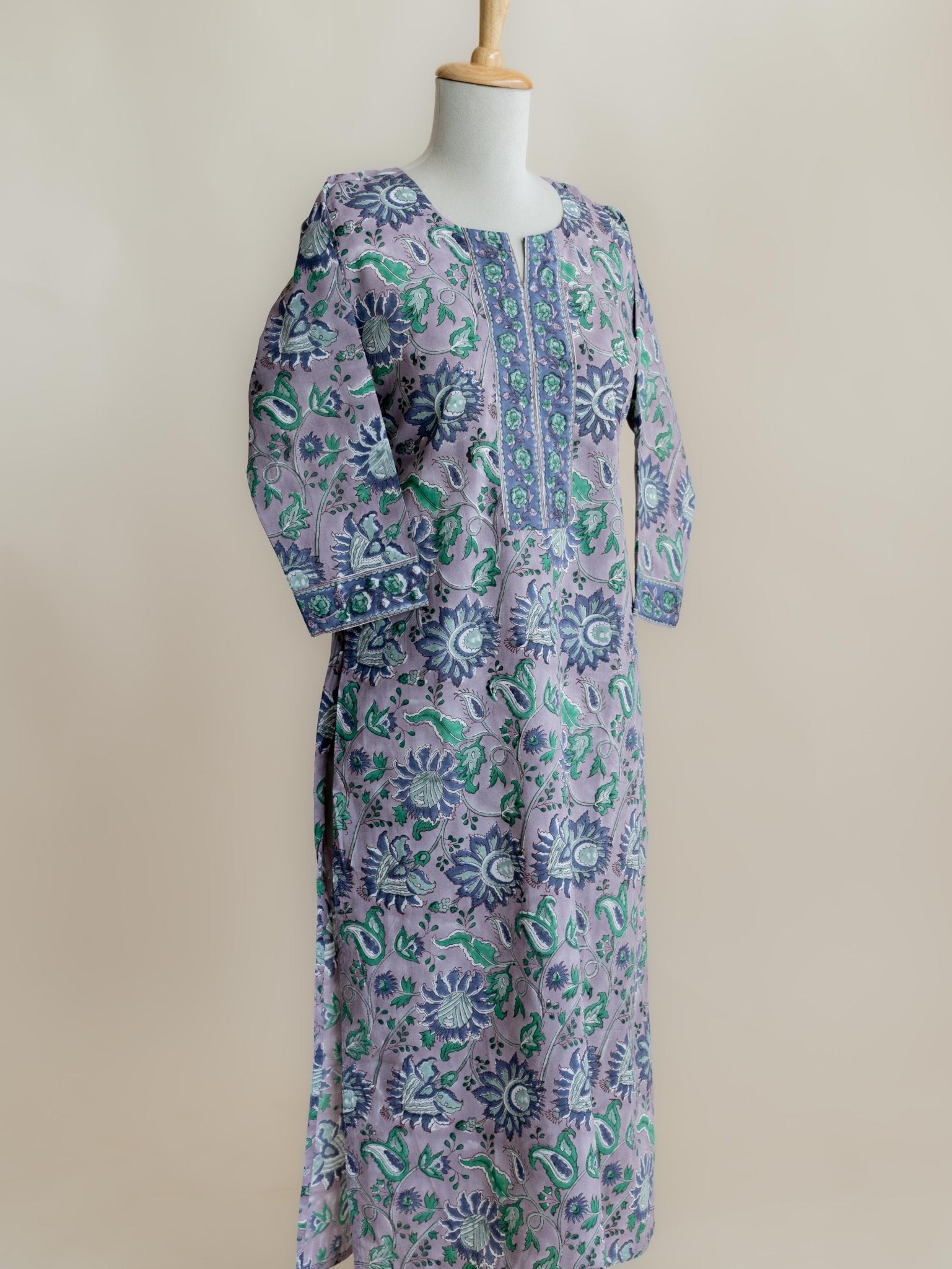 Hetal Cotton Block Printed Straight Kurta - AINA